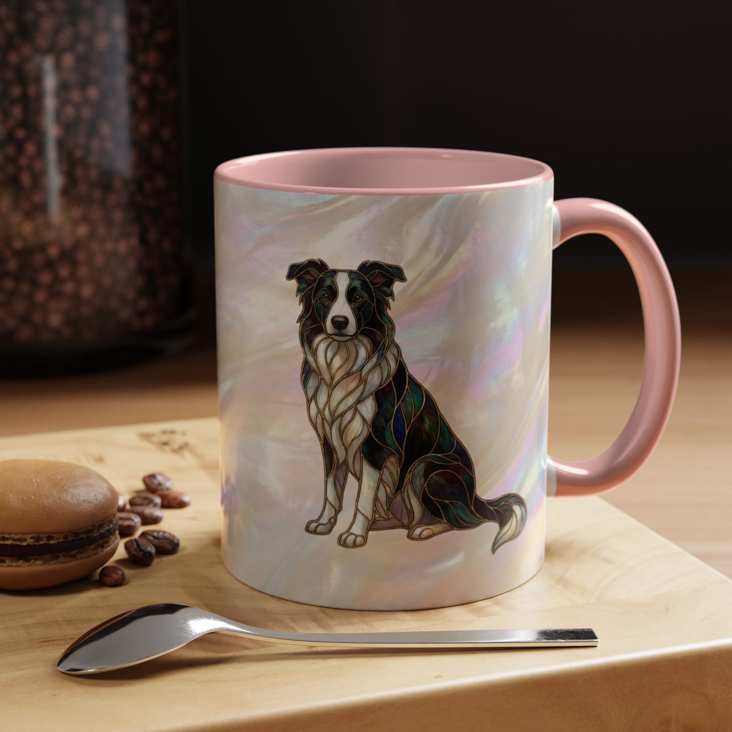 Border Collie Accent Coffee Mug — Stained Glass Design (11/15 oz) - 14619