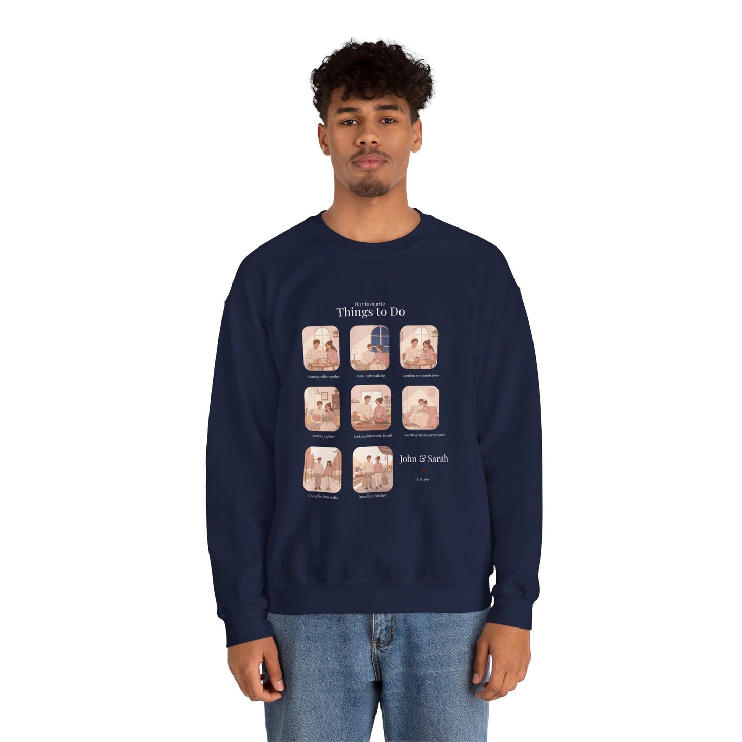 Our Favourite Things to Do Together – Personalised Illustration Crewneck Sweatshirt | Valentine’s Gift - 14725