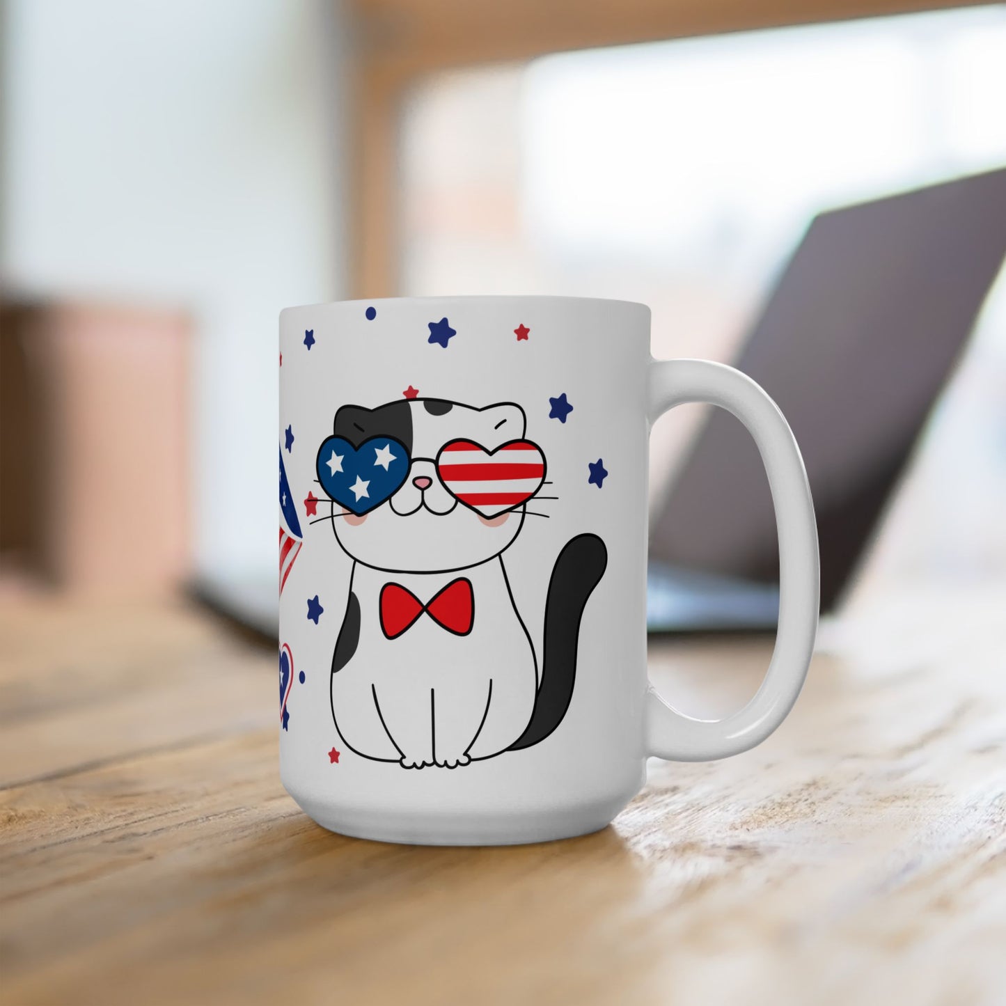 July 4, Cat's Kiss - Ceramic Mug, (11oz, 15oz) - 10586