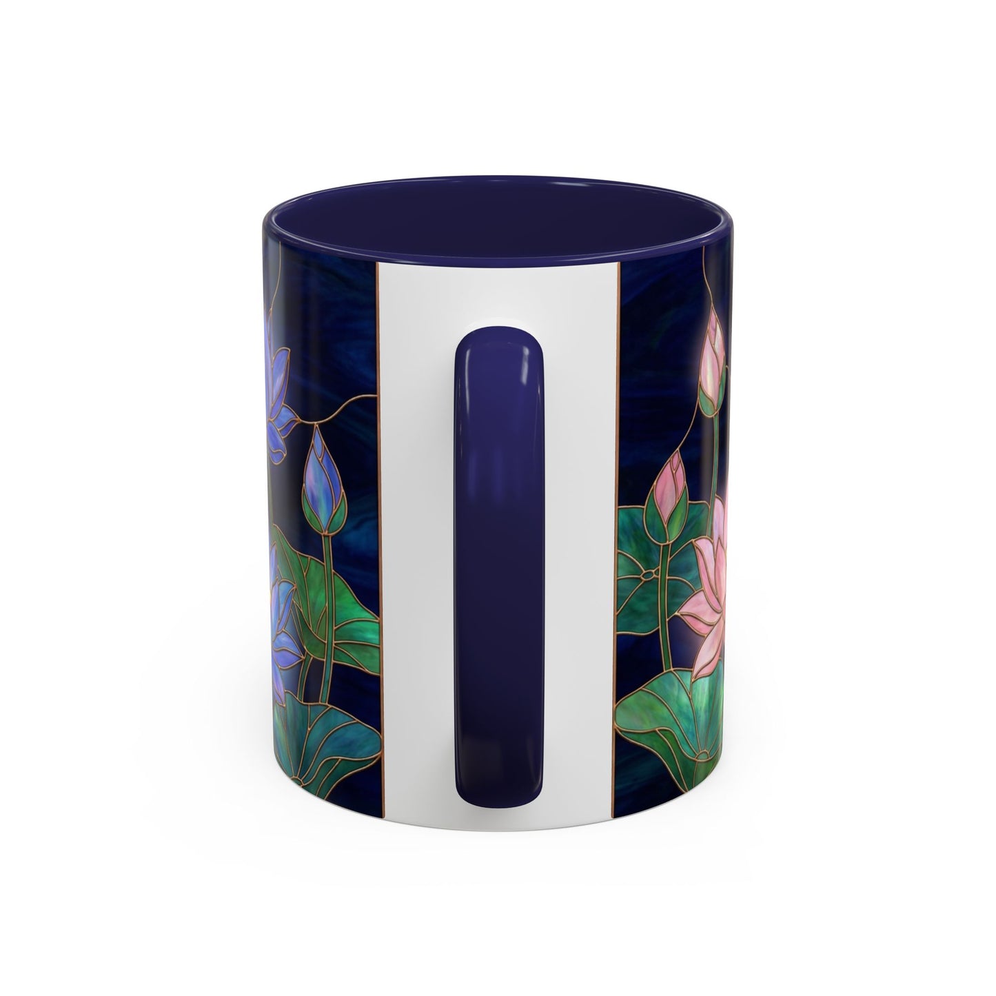 Lotus Floral Accent Coffee Mug — Stained Glass Design (11/15oz) - 14576