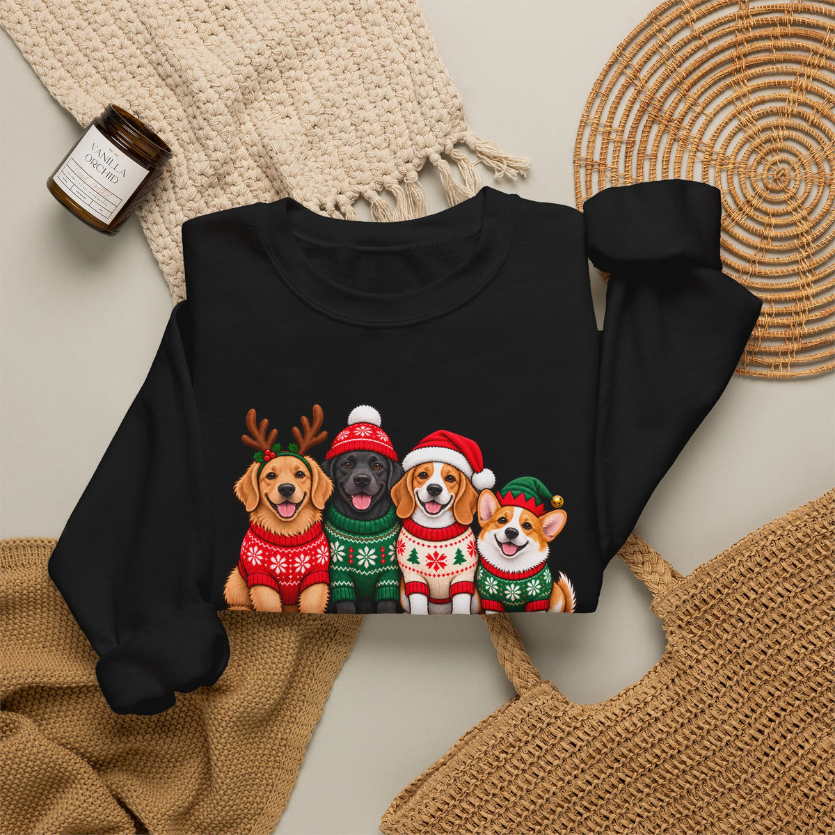 Pawsome Christmas Sweatshirt,  Cute Festive Dogs Crewneck - 14558