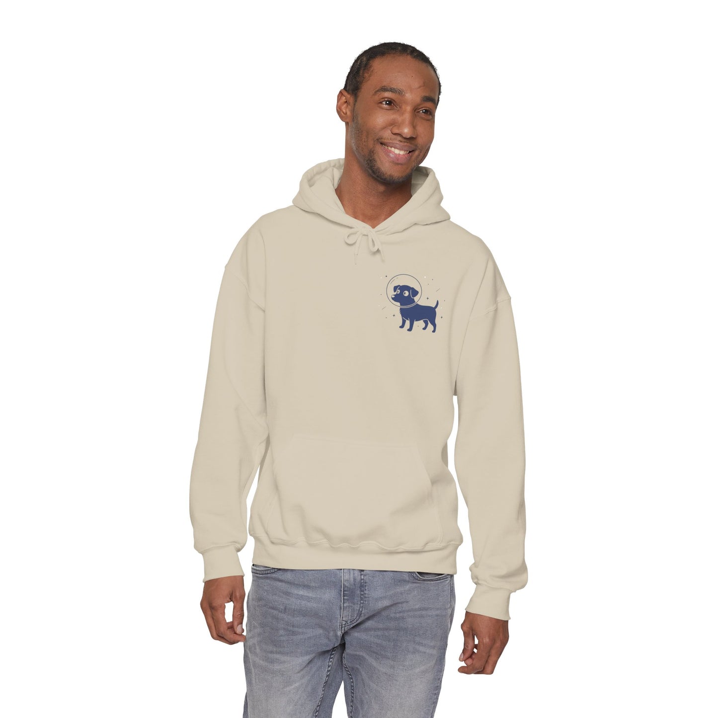 Dog in Space Hoodie – Space Puppy Graphic Hooded Sweatshirt, Unisex Heavy Blend™ - 14679