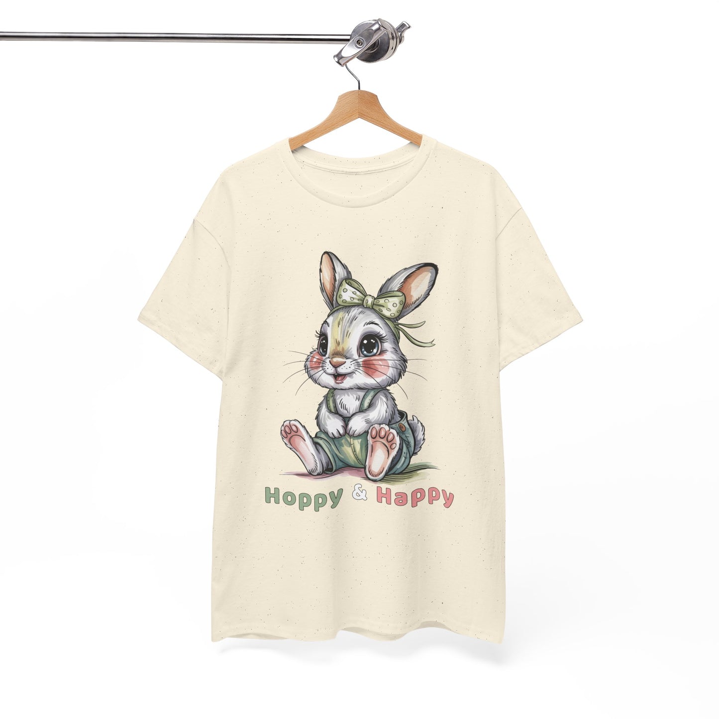 Cute Bunny T-Shirt – “Hoppy & Happy” Easter Rabbit Tee Gift for Kids & Adults - 14848