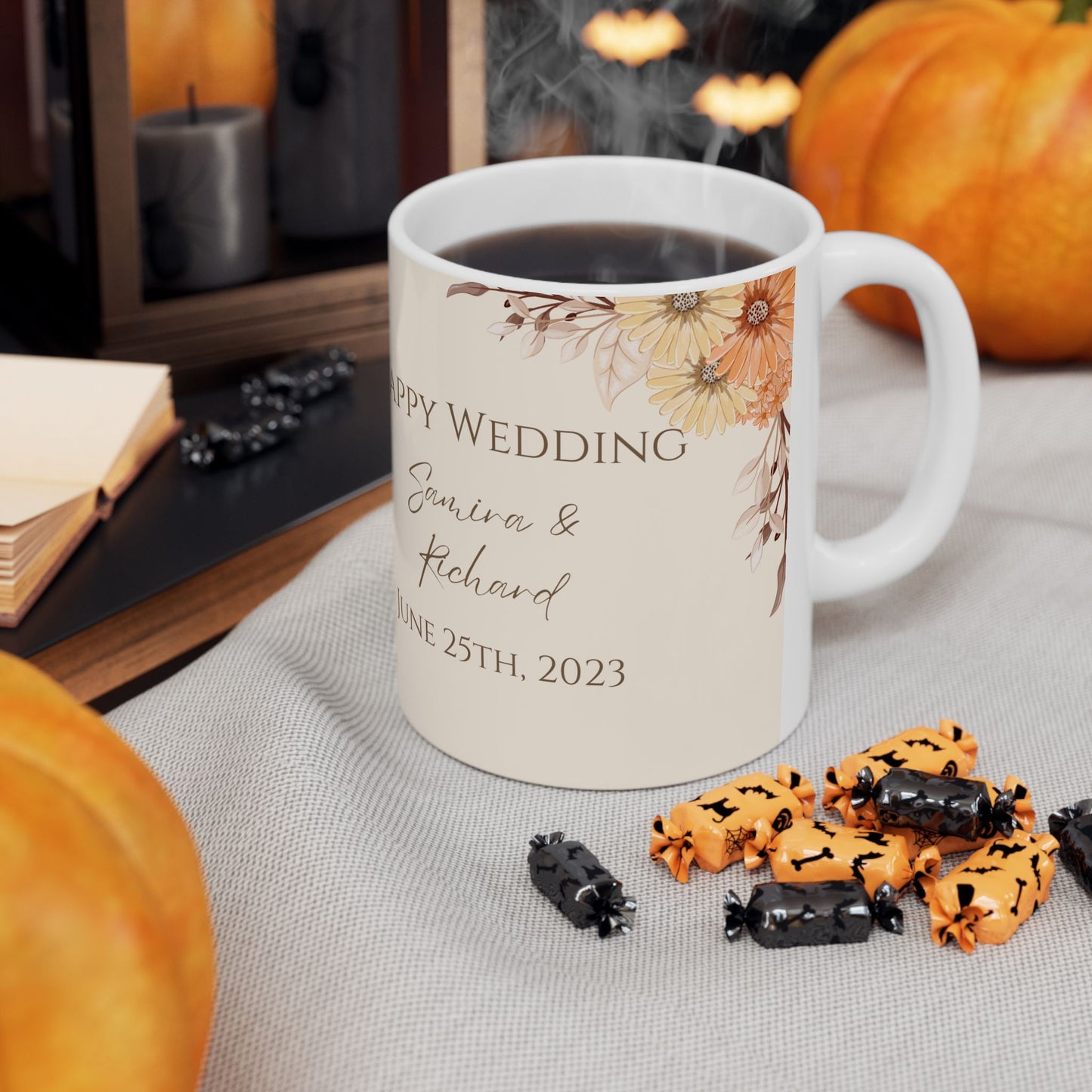 Happy Wedding, Details Customizable - Ceramic Mug, (11oz, 15oz) - 10964