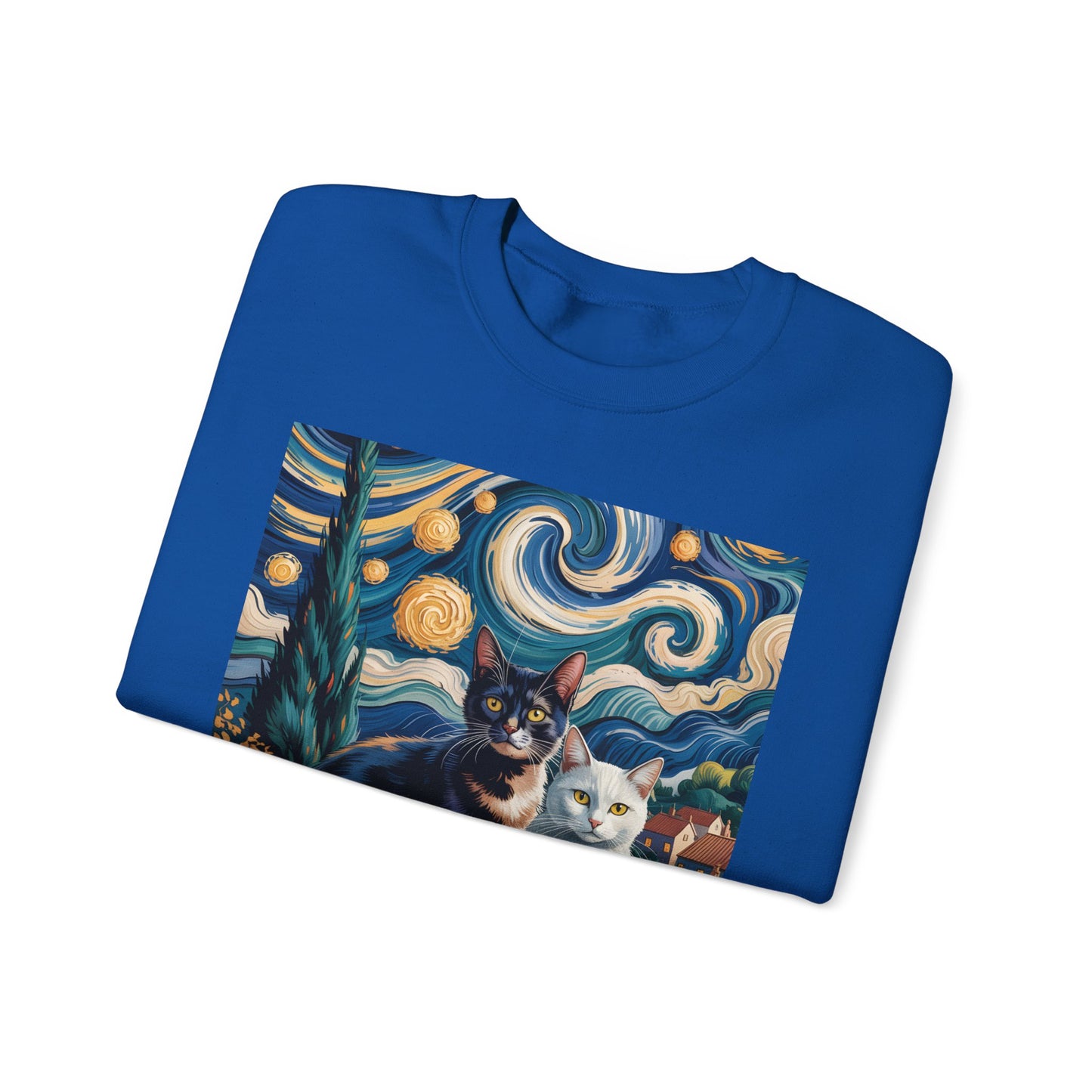 Van Gogh Style Cat Art Sweatshirt - Cozy Unisex Crewneck, Valentines Day Gift for Cat Lovers - 14764