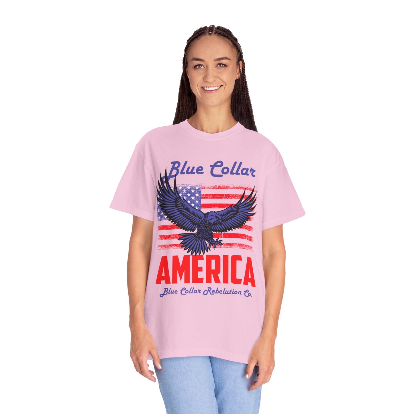 Unisex American Eagle Graphic Tee - Perfect for Patriotic Events, Casual Wear, 4th of July Gatherings, Gifts for Blue Collar Workers - 13695