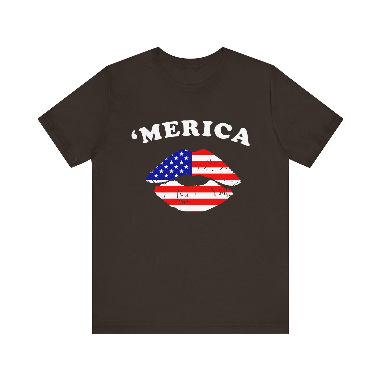'Merica Unisex Jersey Tee, Patriotic Short Sleeve Shirt, USA Flag Design, Independence Day Apparel, Festival Wear, Summer Casual - 13519
