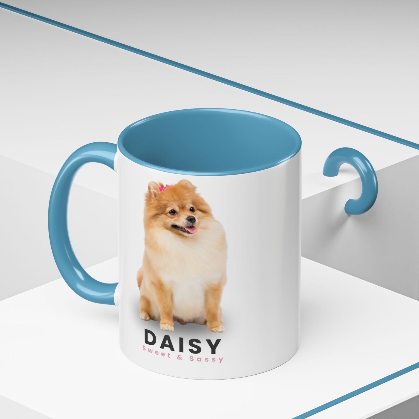 Personalized Pomeranian Mug – Custom Dog Name Photo Accent Coffee Cup | Gift for Dog Mom (11oz / 15oz) - 14828