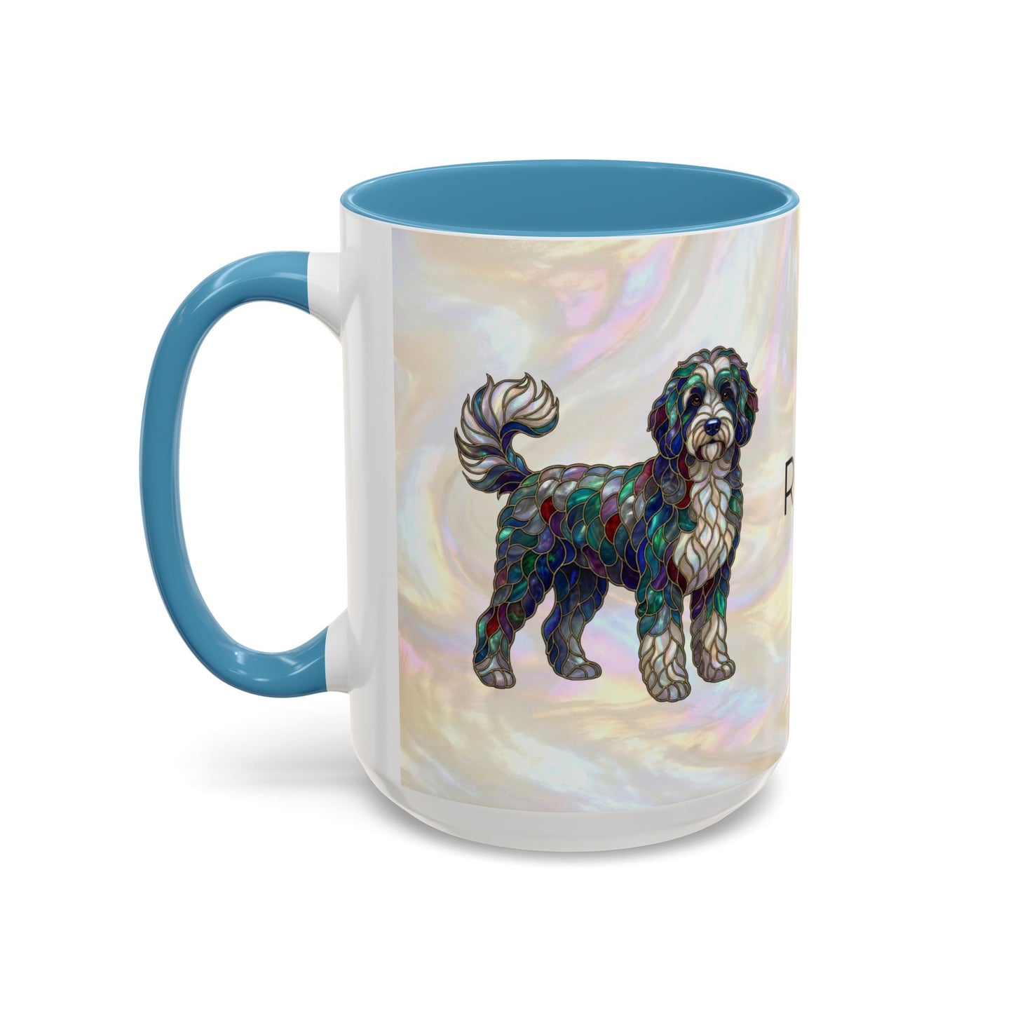 Portuguese Water Dog Accent Coffee Mug — Stained Glass Design (11/15oz) - 14655