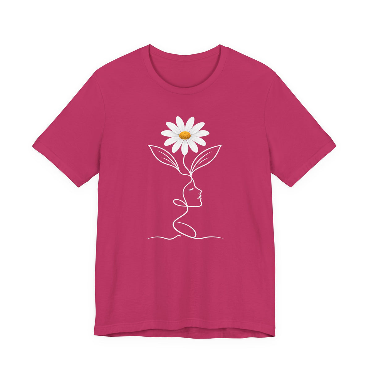 Daisy Woman Face T-Shirt, Minimalist Floral Line Art Tee - 14522