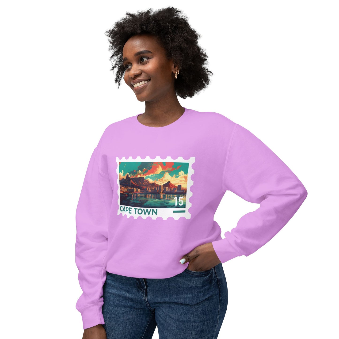 Cape Town Unisex Lightweight Crewneck Sweatshirt - Artistic Scenic Design - 12127