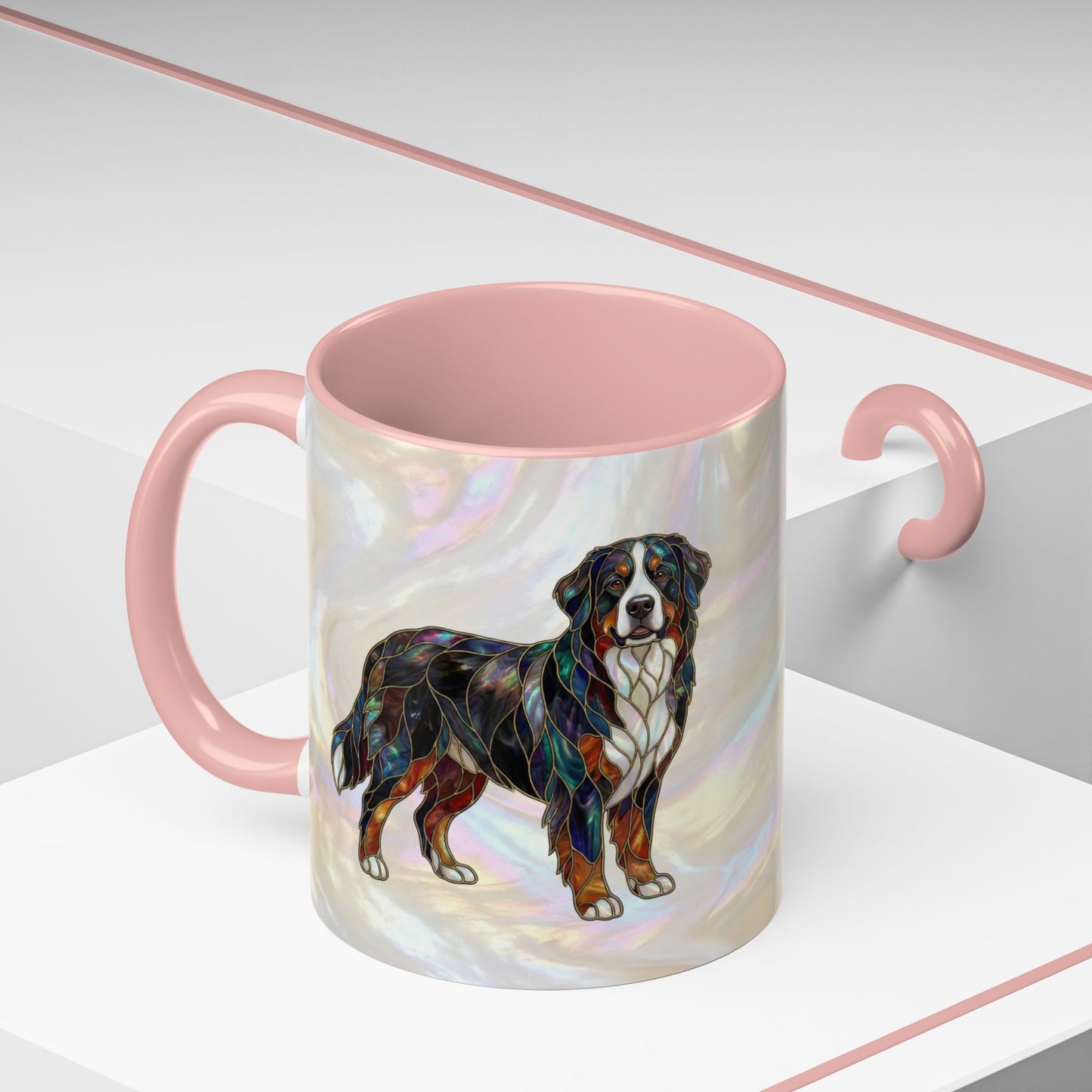 Bernese Mountain Dog Accent Coffee Mug — Stained Glass Design (11/15 oz) - 14617