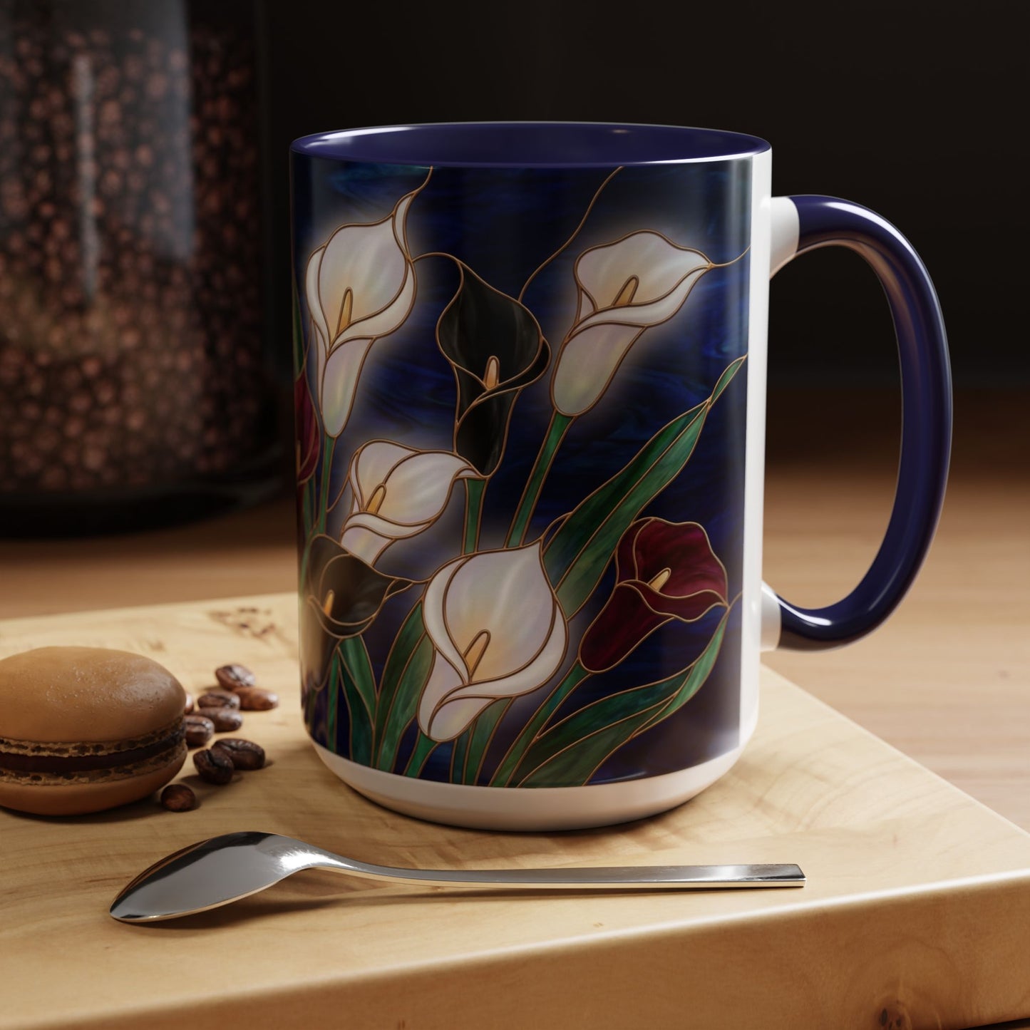 Calla Lily Floral Coffee Mug — Stained Glass Design (11/15oz) - 14557