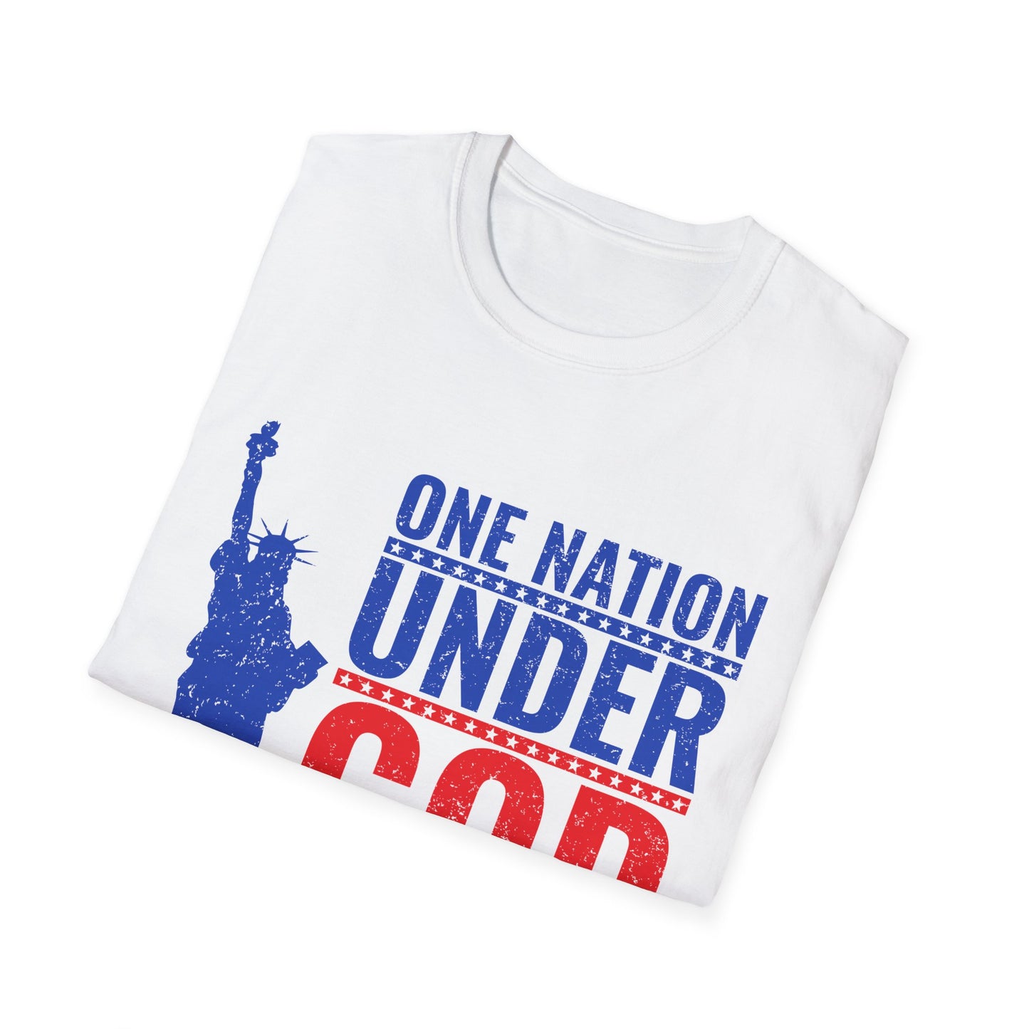One Nation Under God, Patriotic Softstyle T-Shirt - Independence Day Tee, Fourth of July Shirt, Unisex Comfort Wear, Gift for Veterans - 13494