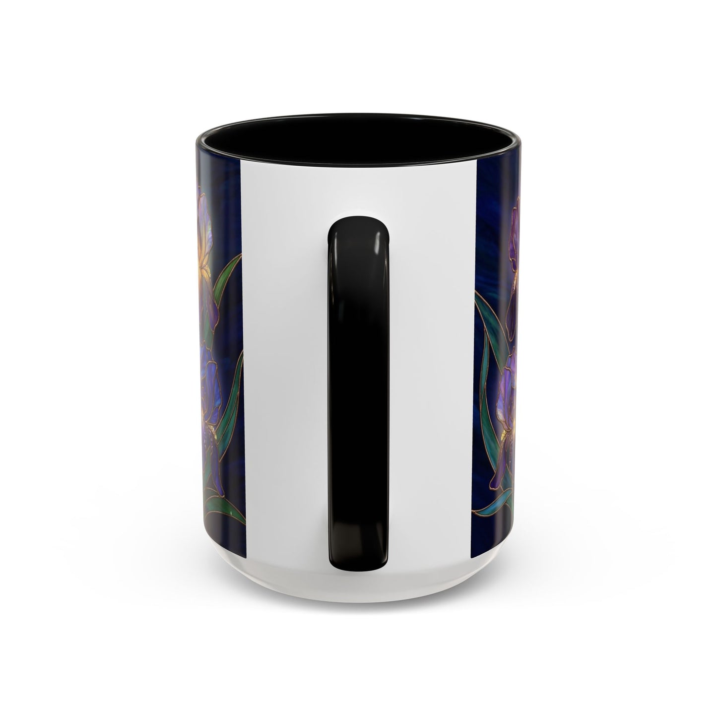Iris Floral Accent Coffee Mug — Stained Glass Design 11/15oz - 14572