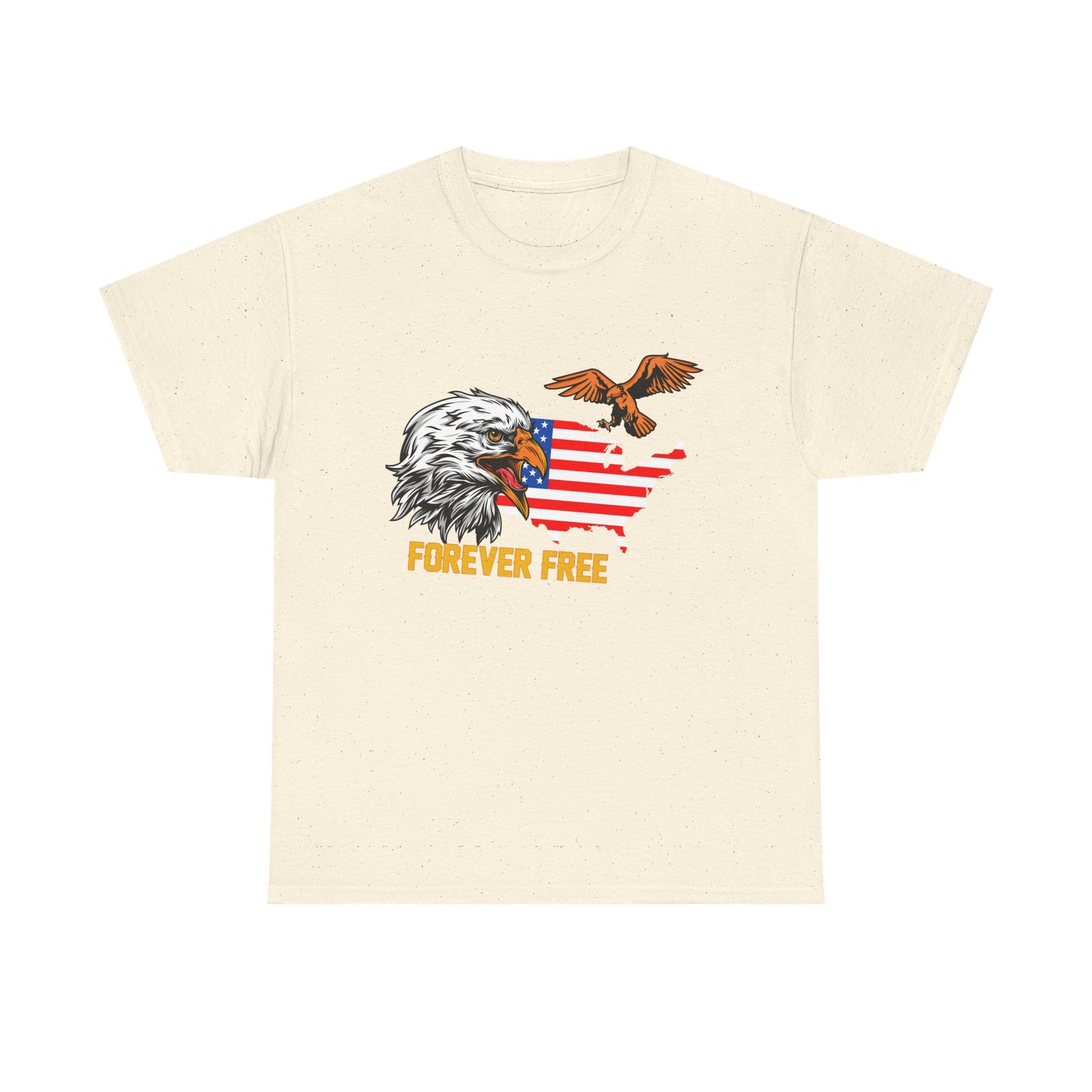 Unisex Heavy Cotton Tee with "Forever Free" Design - Perfect for Patriotic Events, July 4th Celebrations, Gifts, Summer Wear, Casual Outfits - 13692