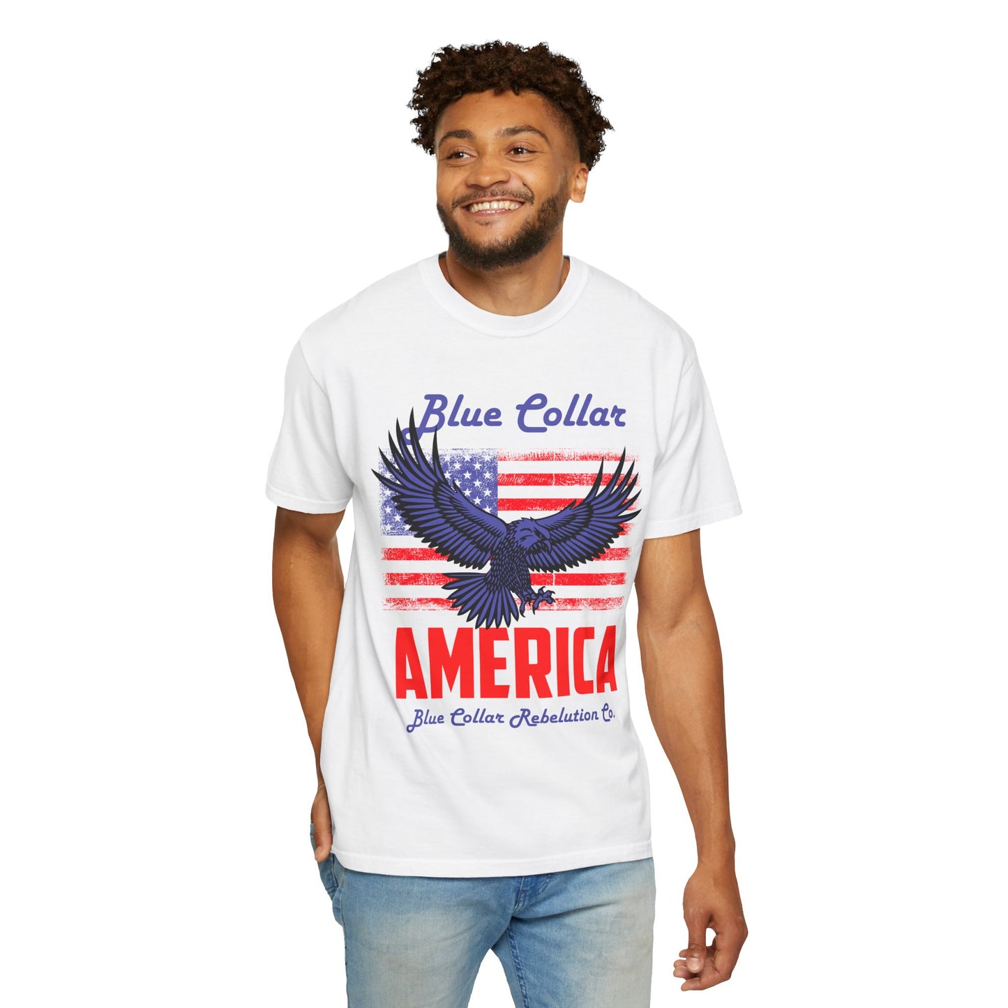 Unisex American Eagle Graphic Tee - Perfect for Patriotic Events, Casual Wear, 4th of July Gatherings, Gifts for Blue Collar Workers - 13695
