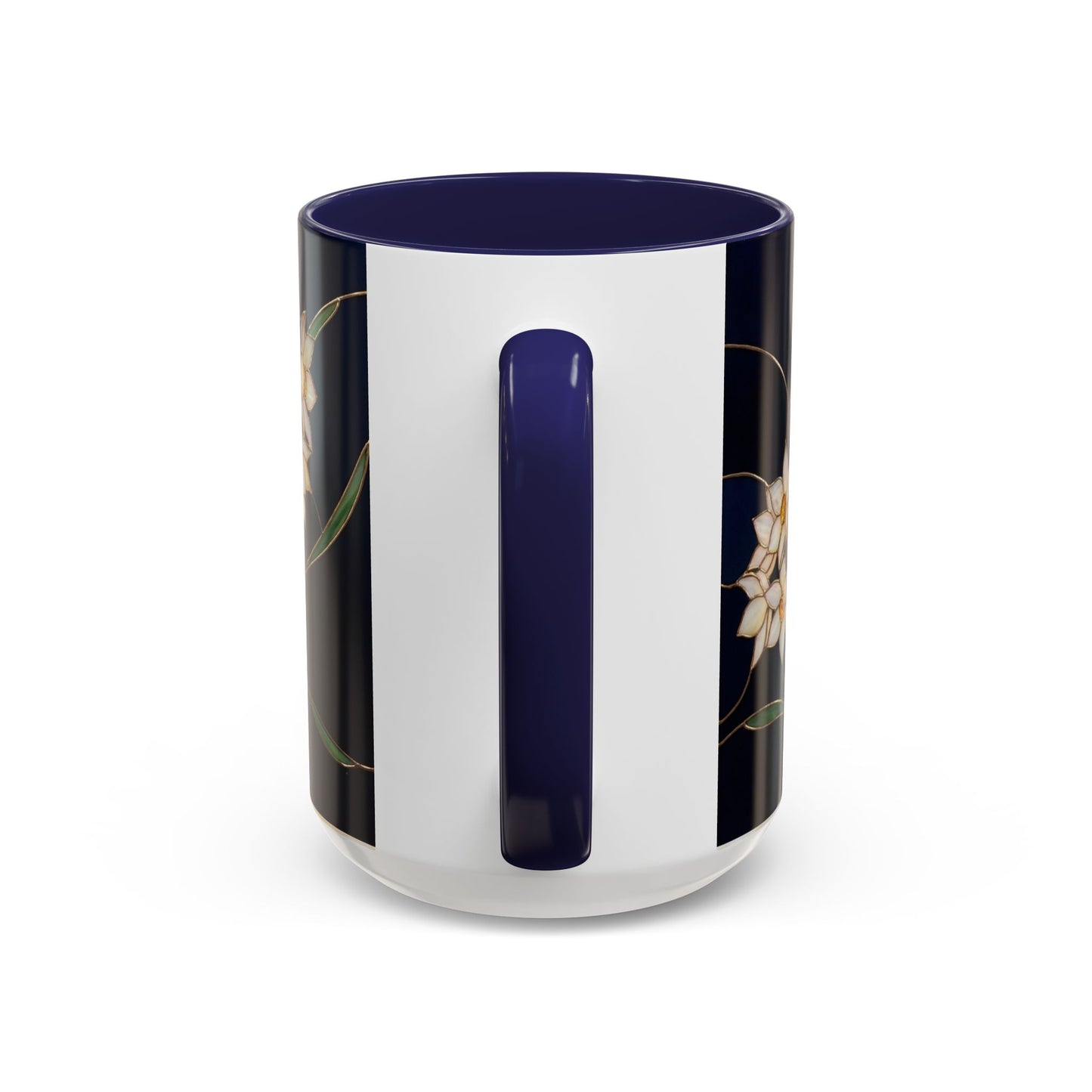 Narcissus Bloom Accent Coffee Mug — Stained Glass Design 11/15oz - 14597