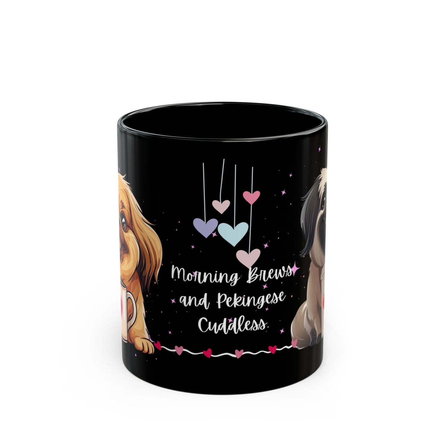 Morning Brews and Pekingese Cuddles - Black Mug (11oz, 15oz) - 10659