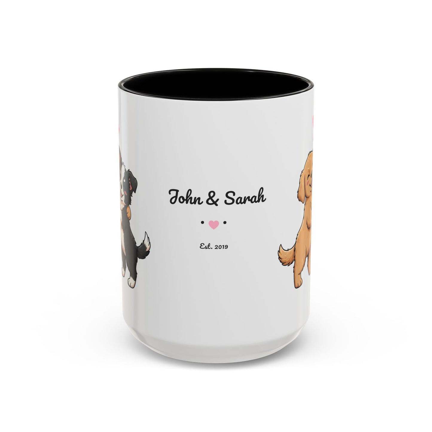 Cute Dogs Personalized Mug — Custom Names & Established Date | Couple Valentine Gift (11oz / 15oz) - 14753