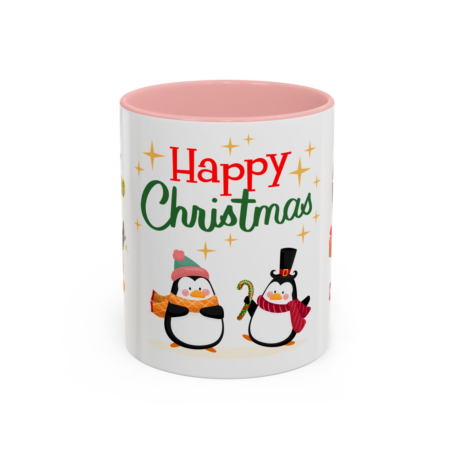 Penguins, Merry Christmas - Accent Coffee Mug (11, 15oz)