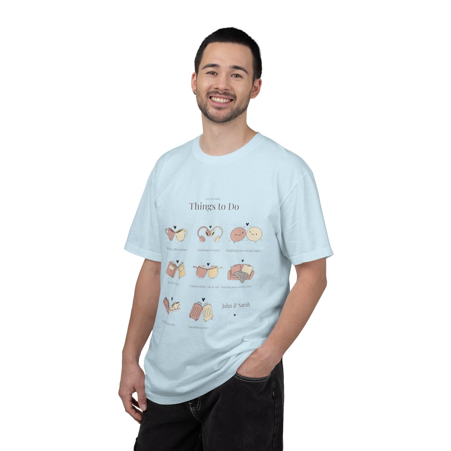 Our Favourite Things to Do Together – Personalised Valentine’s Illustration T-Shirt Gift - 14720