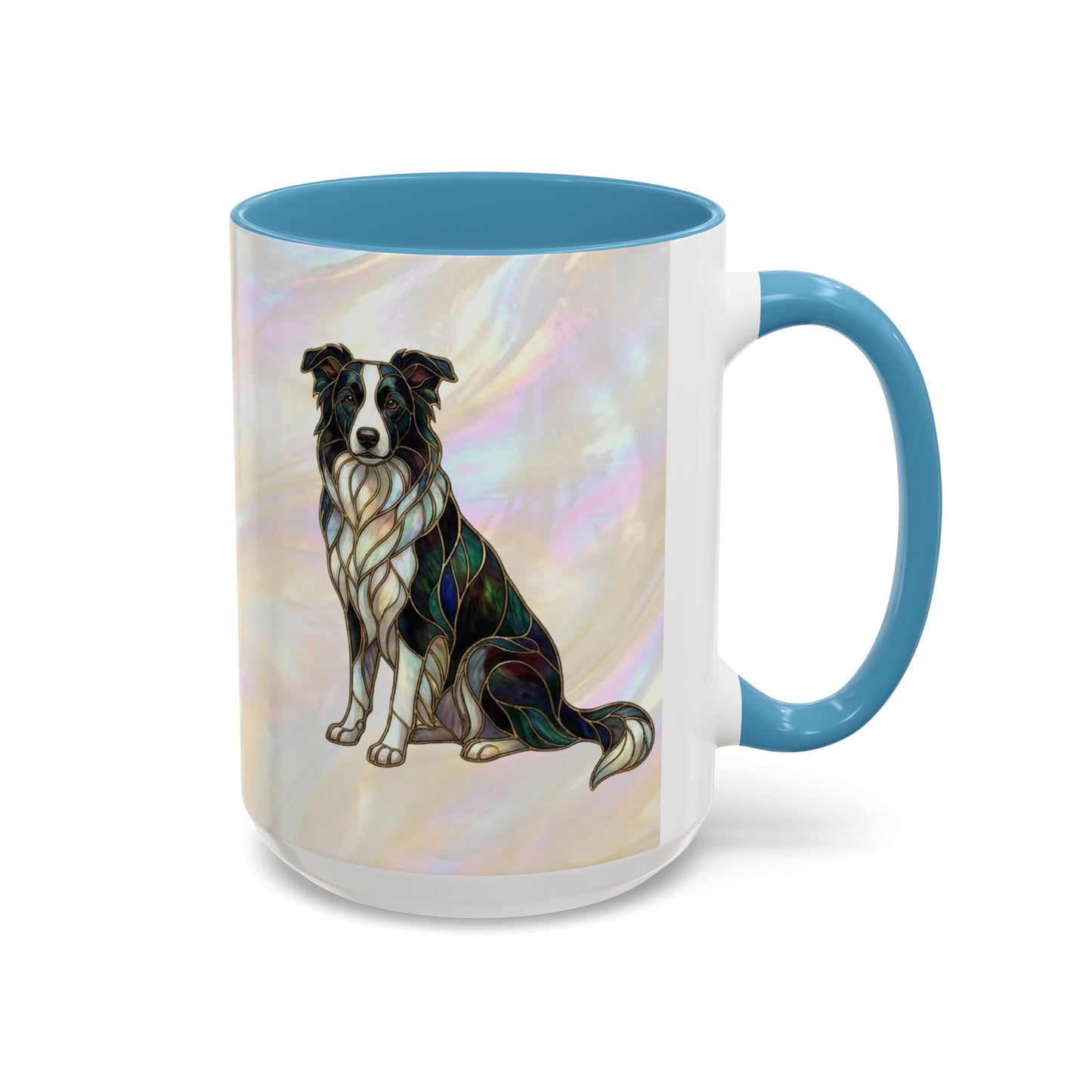 Border Collie Accent Coffee Mug — Stained Glass Design (11/15 oz) - 14619