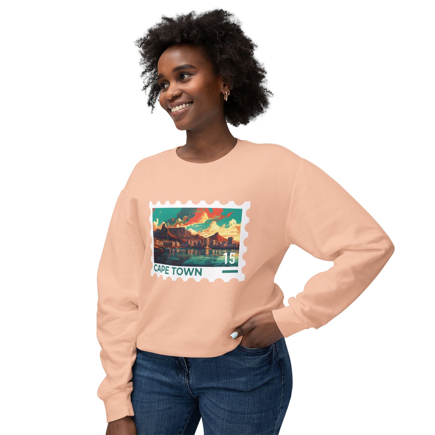 Cape Town Unisex Lightweight Crewneck Sweatshirt - Artistic Scenic Design - 12127