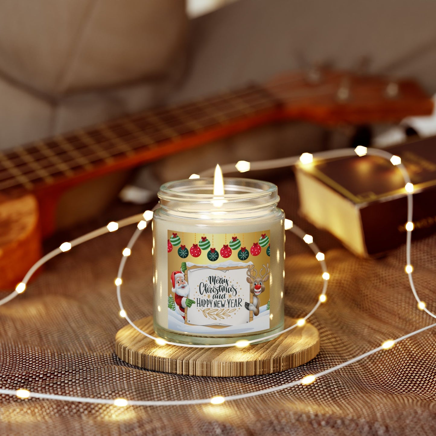 Merry Christmas, Happy New Year - Scented Candles, Coconut Apricot Wax (4oz, 9oz)