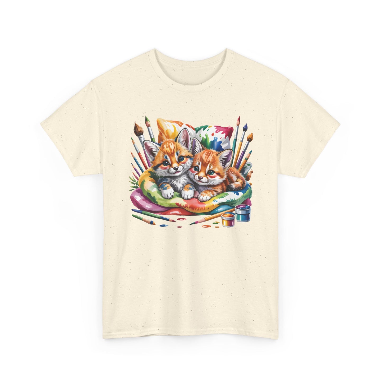 Artist Kittens T-Shirt — Cute Painting Cats Graphic Tee, Cat Lover Gift - 14866
