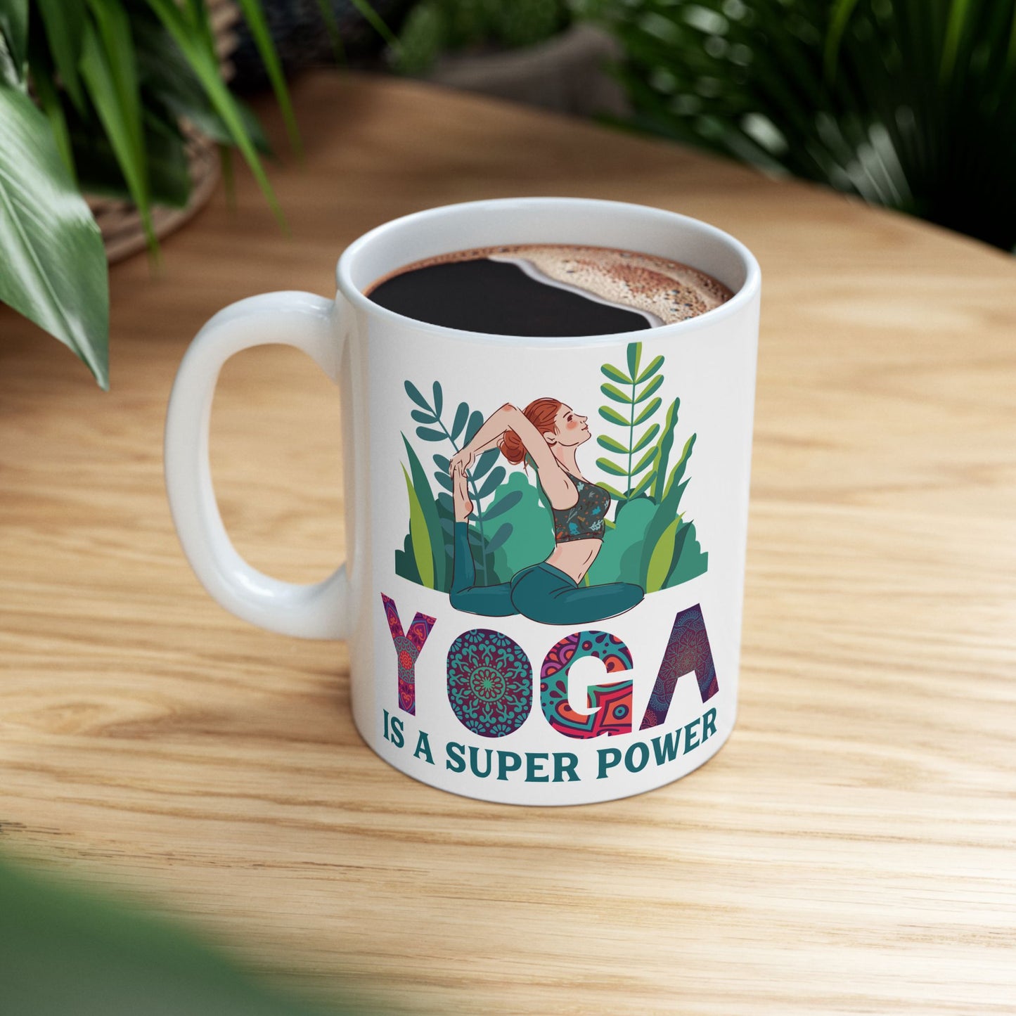 Yoga Power Ceramic Mug – Positive Affirmation Coffee Cup, Yoga Lover Gift - 13152
