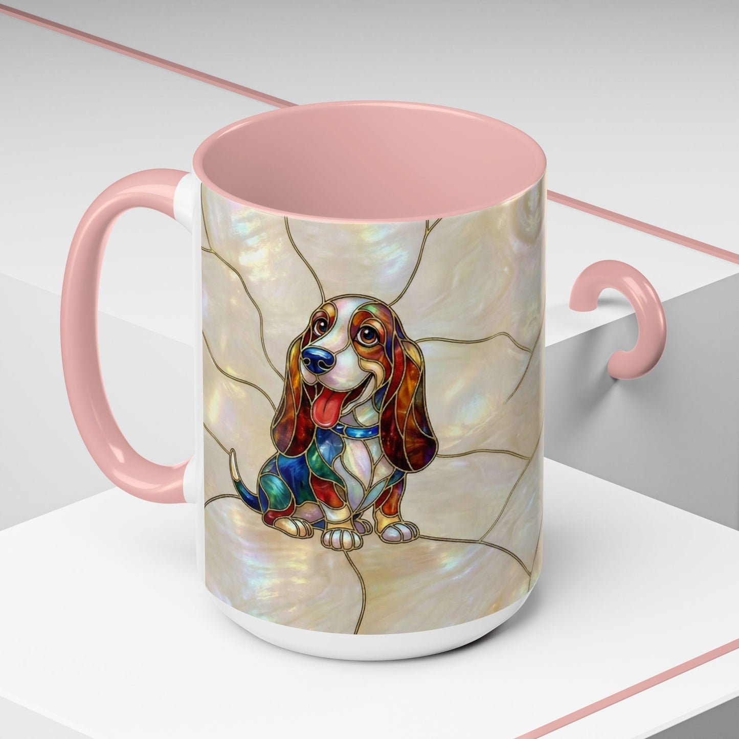 Basset Hound Stained Glass Accent Coffee Mug (11/15oz) - 14520