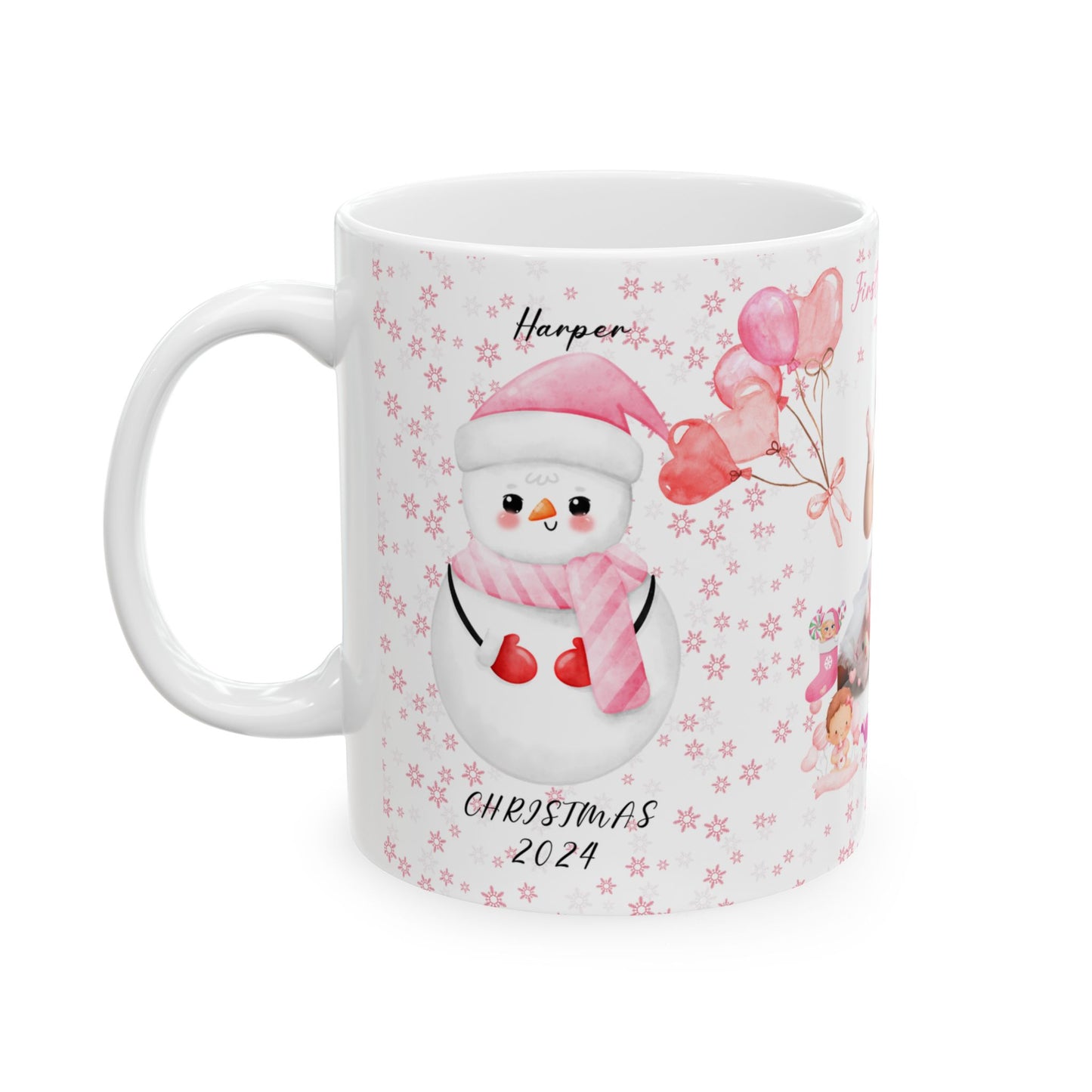 First Christmas, Baby Girl, Customizable - Ceramic Mug, (11oz, 15oz) - 10003