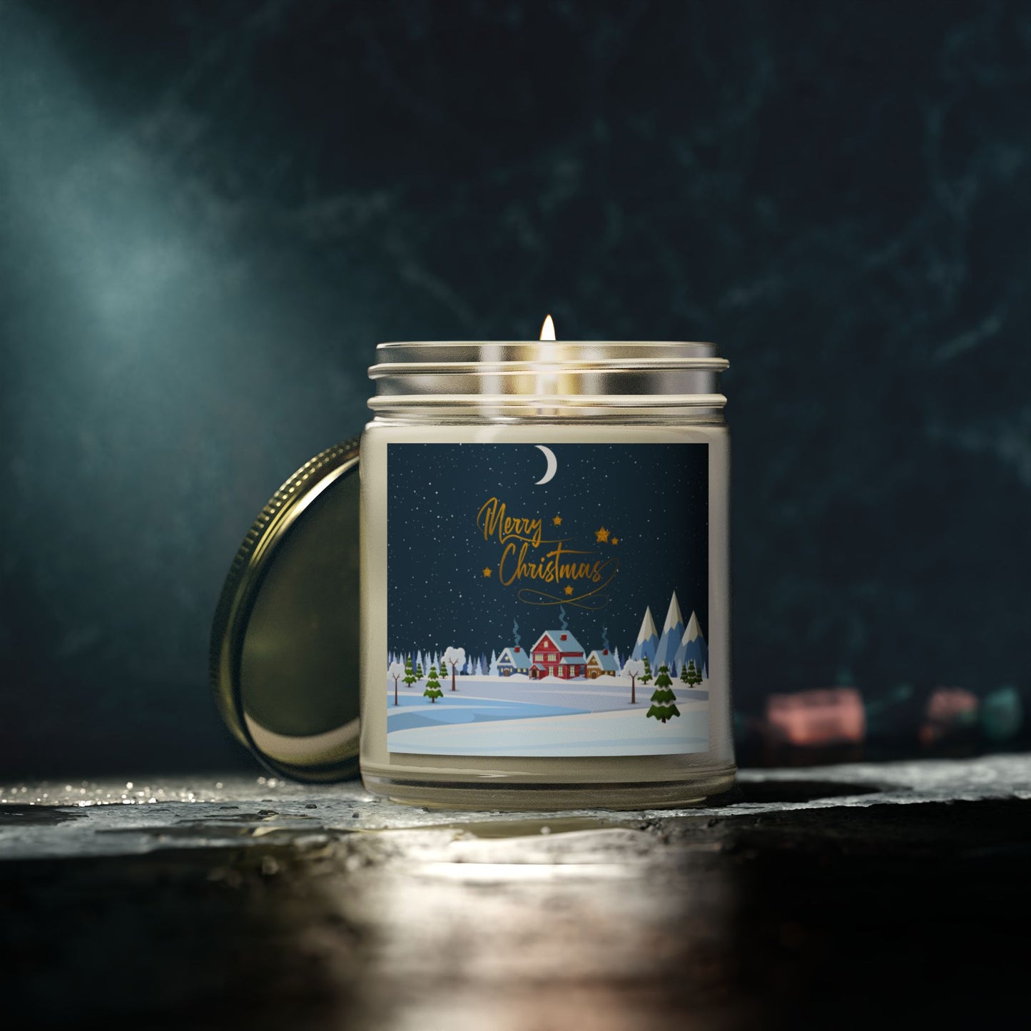 Merry Christmas - Scented Candles, Coconut Apricot Wax (4oz, 9oz) - 10235