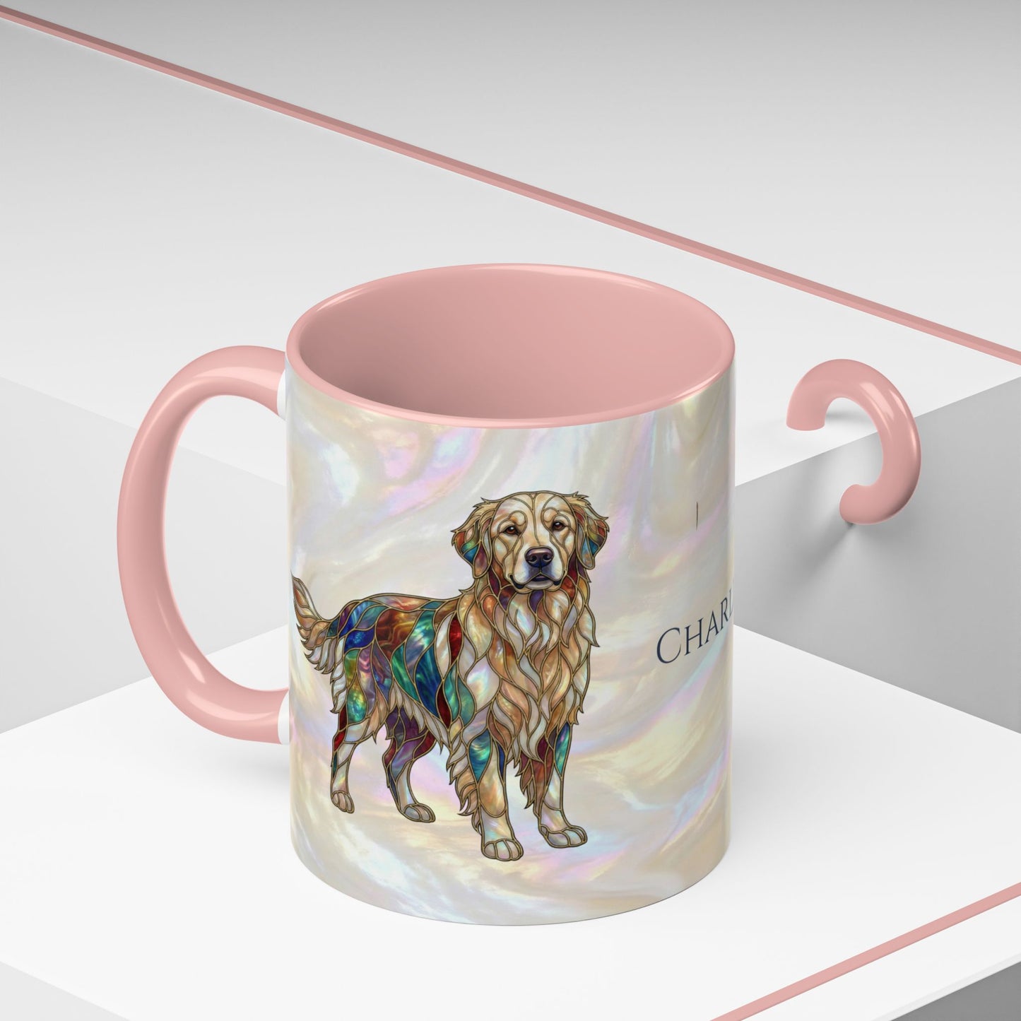 Personalized Golden Retriever Coffee Mug - Stained Glass Design 11/15oz - 14534
