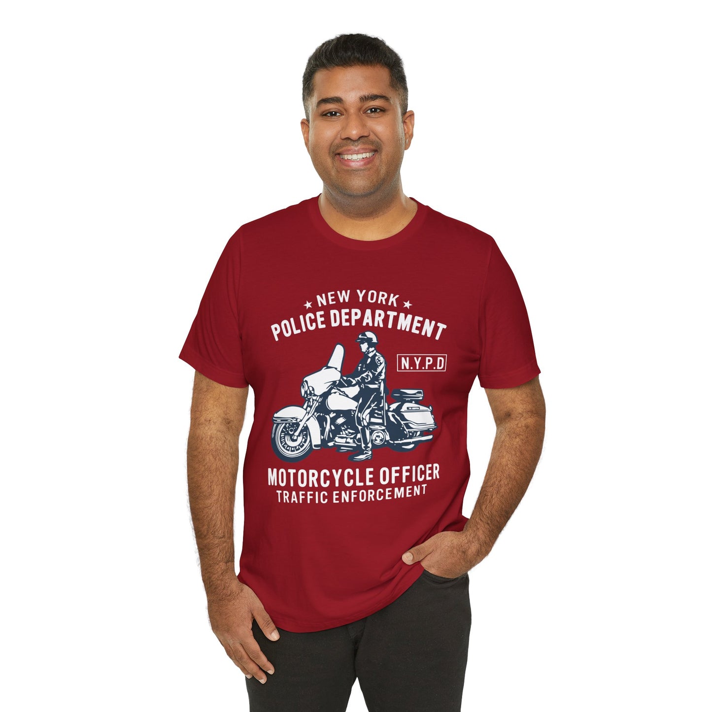 NY Police Department, Motorcycle Officer - Unisex Jersey Short Sleeve Tee - 13252