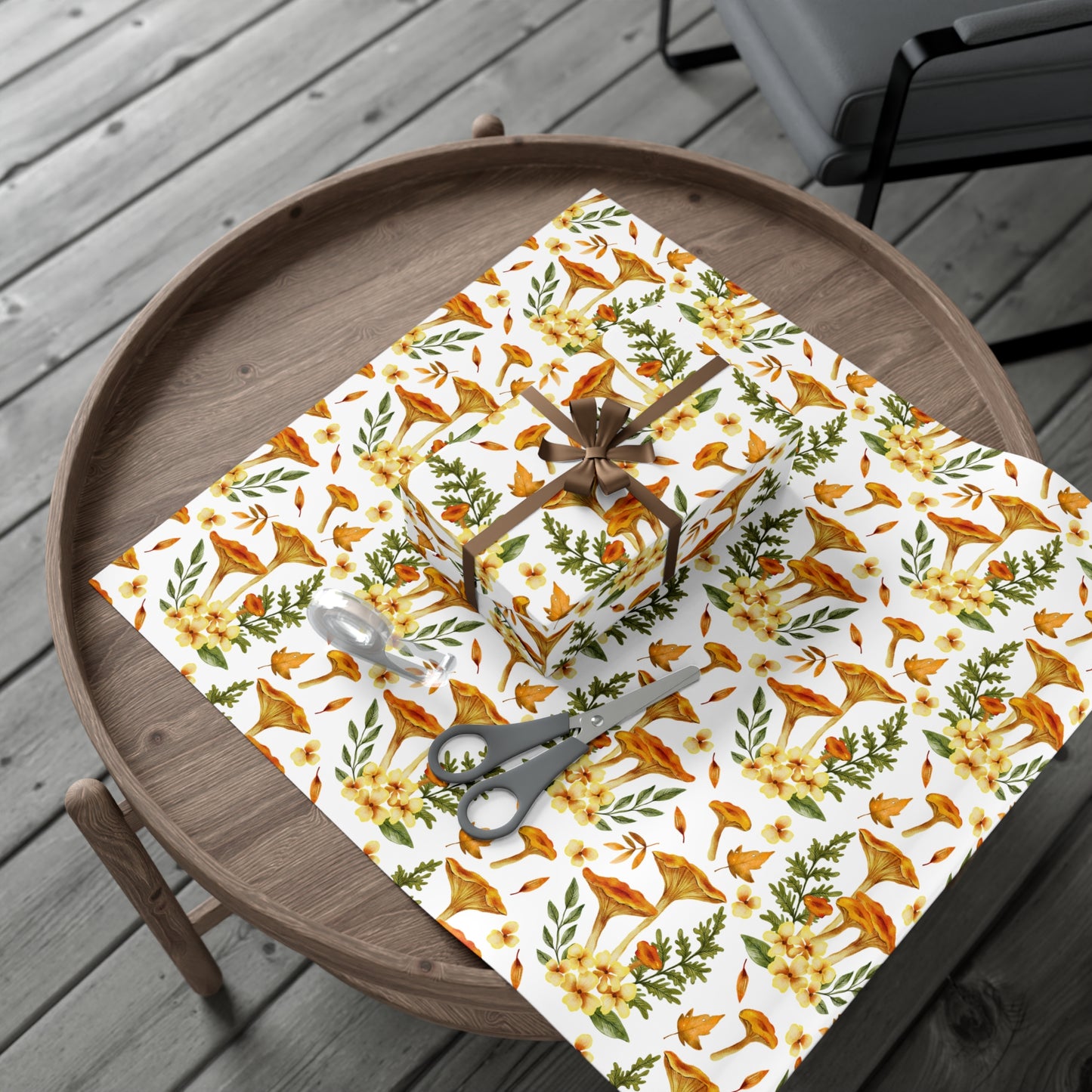 Mushroom & Flowers, Yellow - Gift Wrap Papers - 10241