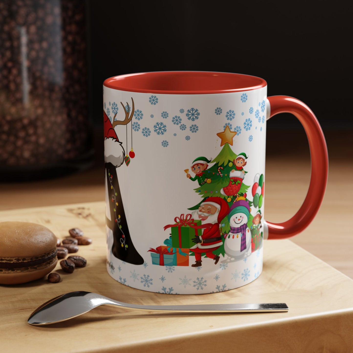 Christmas Letter A for Aaron, Customizable - Accent Coffee Mug (11, 15oz)