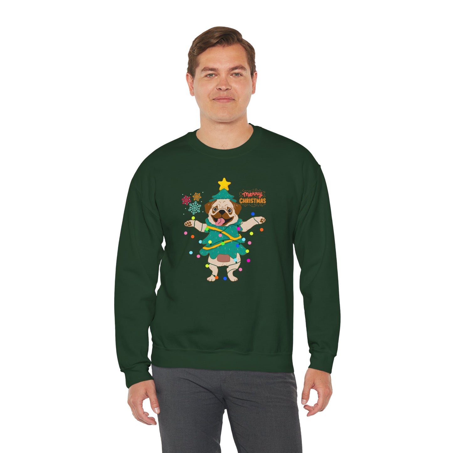 Pug, Merry Christmas - Unisex Heavy Blend™ Crewneck Sweatshirt - 10307