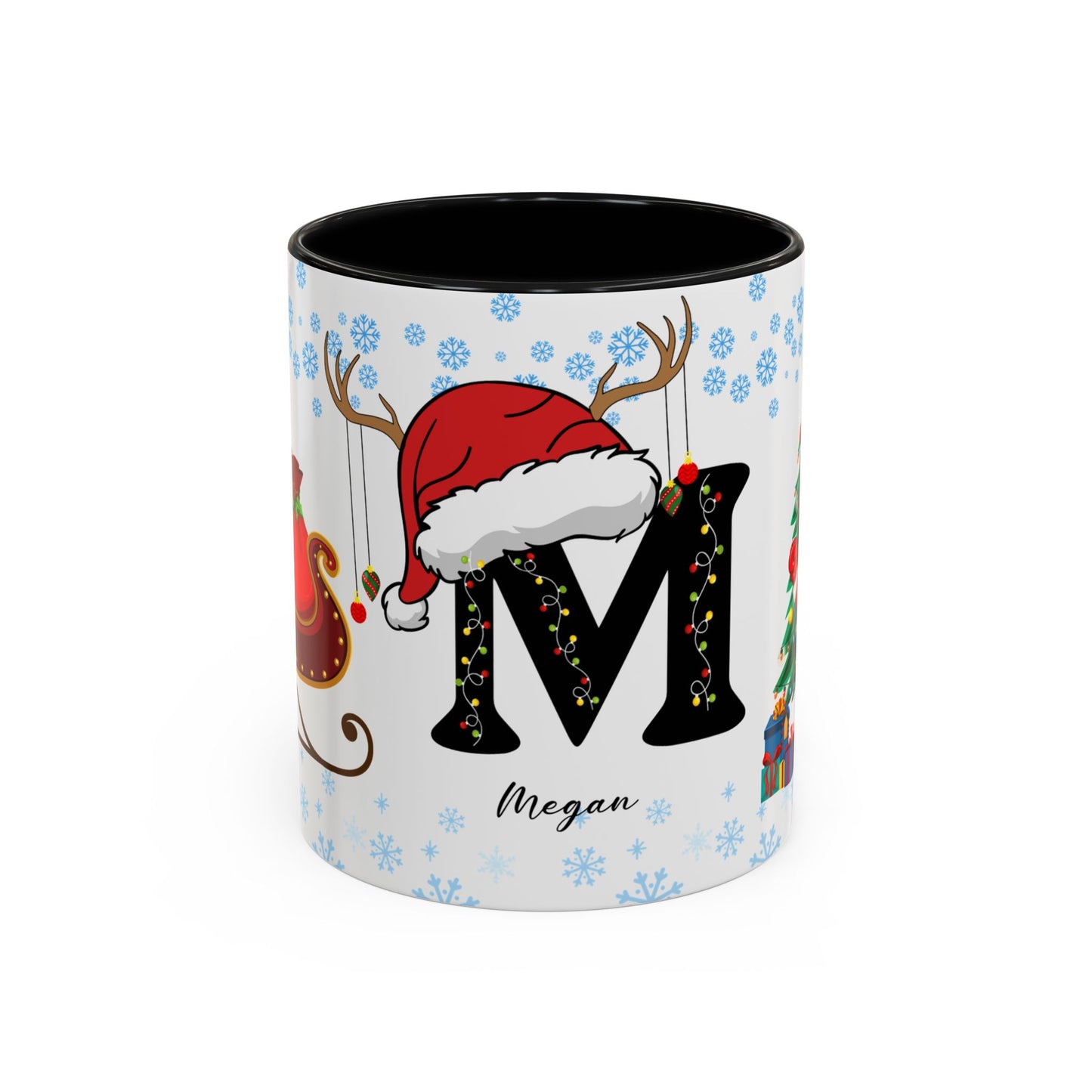 Christmas Letter M for Megan, Customizable - Accent Coffee Mug (11, 15oz)