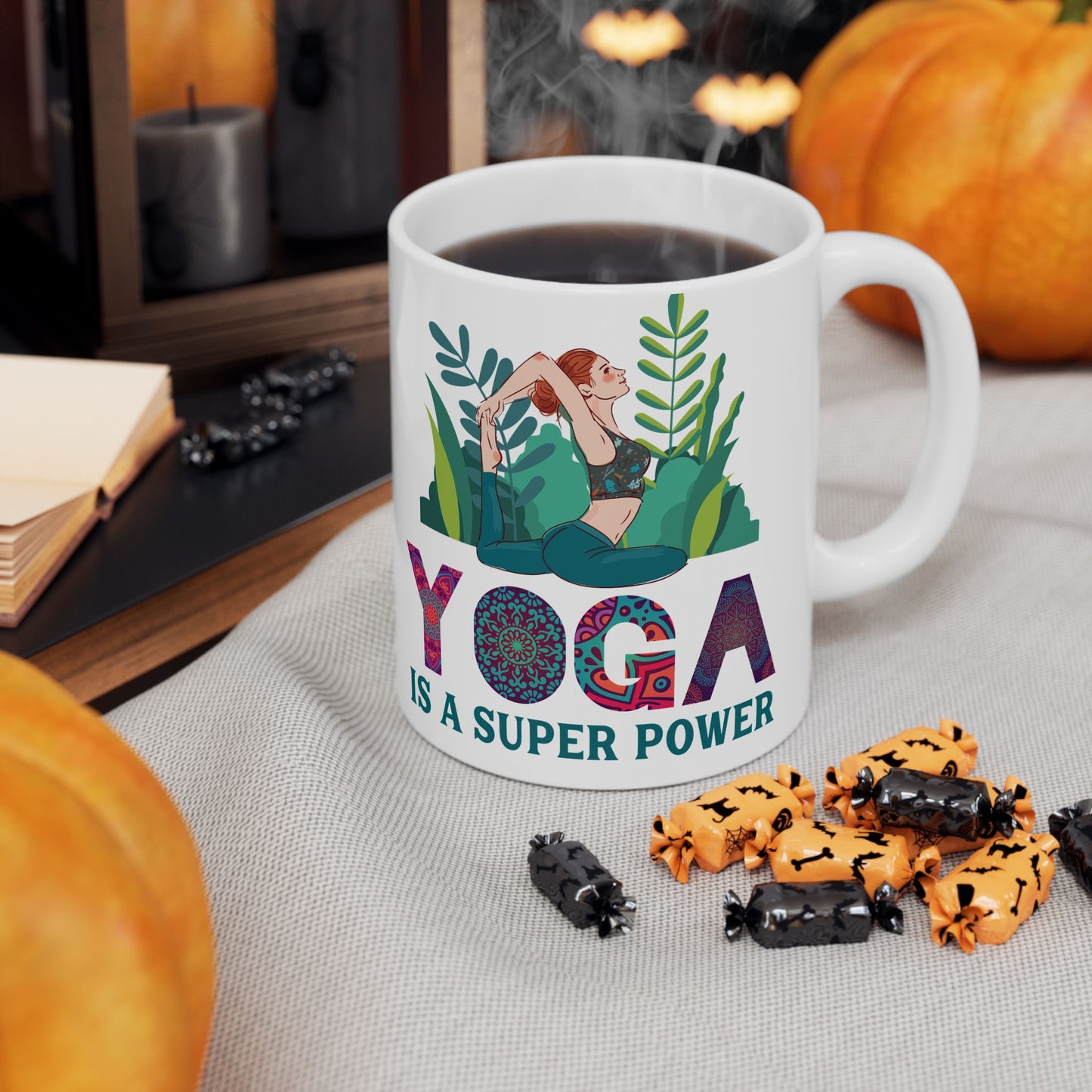 Yoga Power Ceramic Mug – Positive Affirmation Coffee Cup, Yoga Lover Gift - 13152