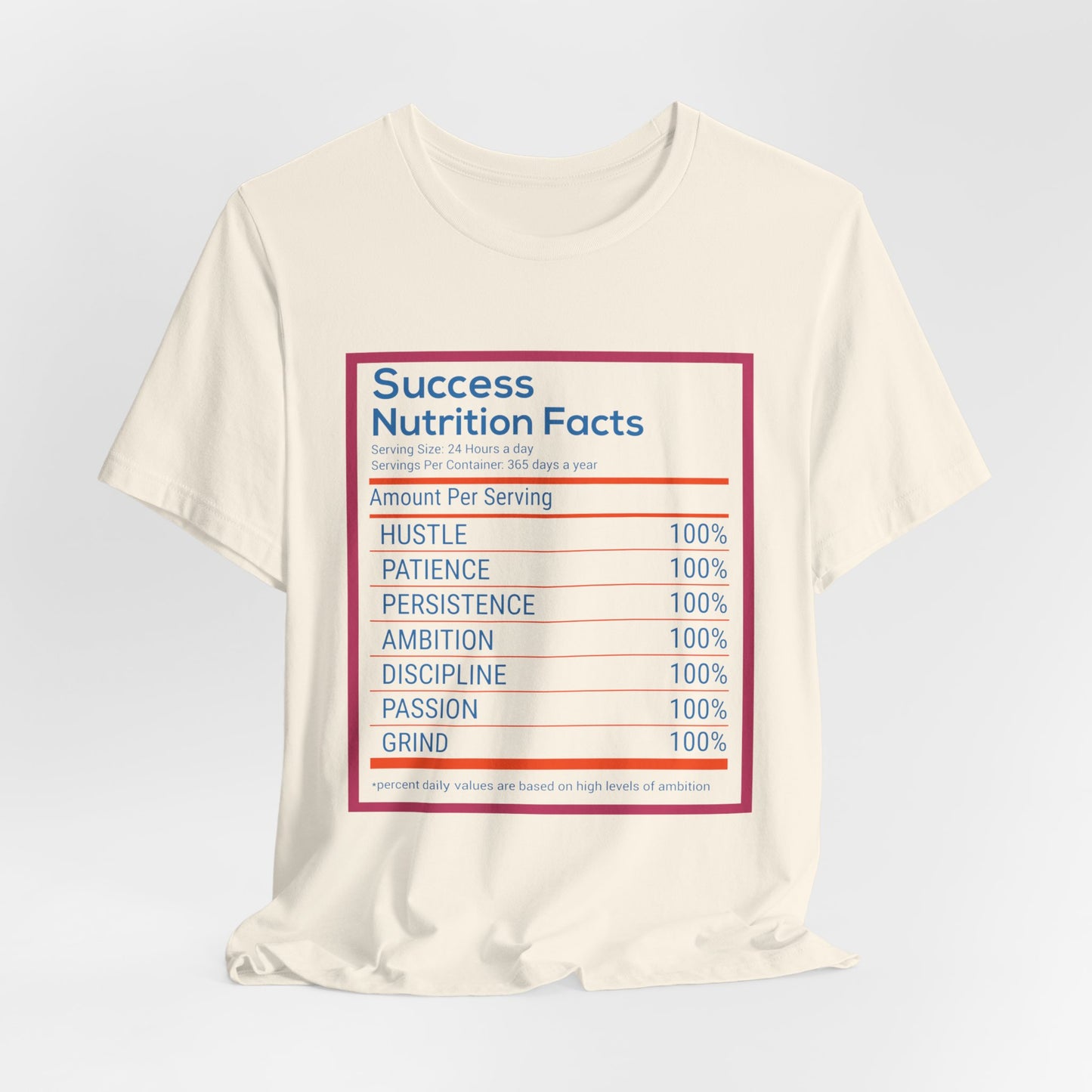 Motivational: Success Nutrition Facts - Unisex Jersey Short Sleeve Tee