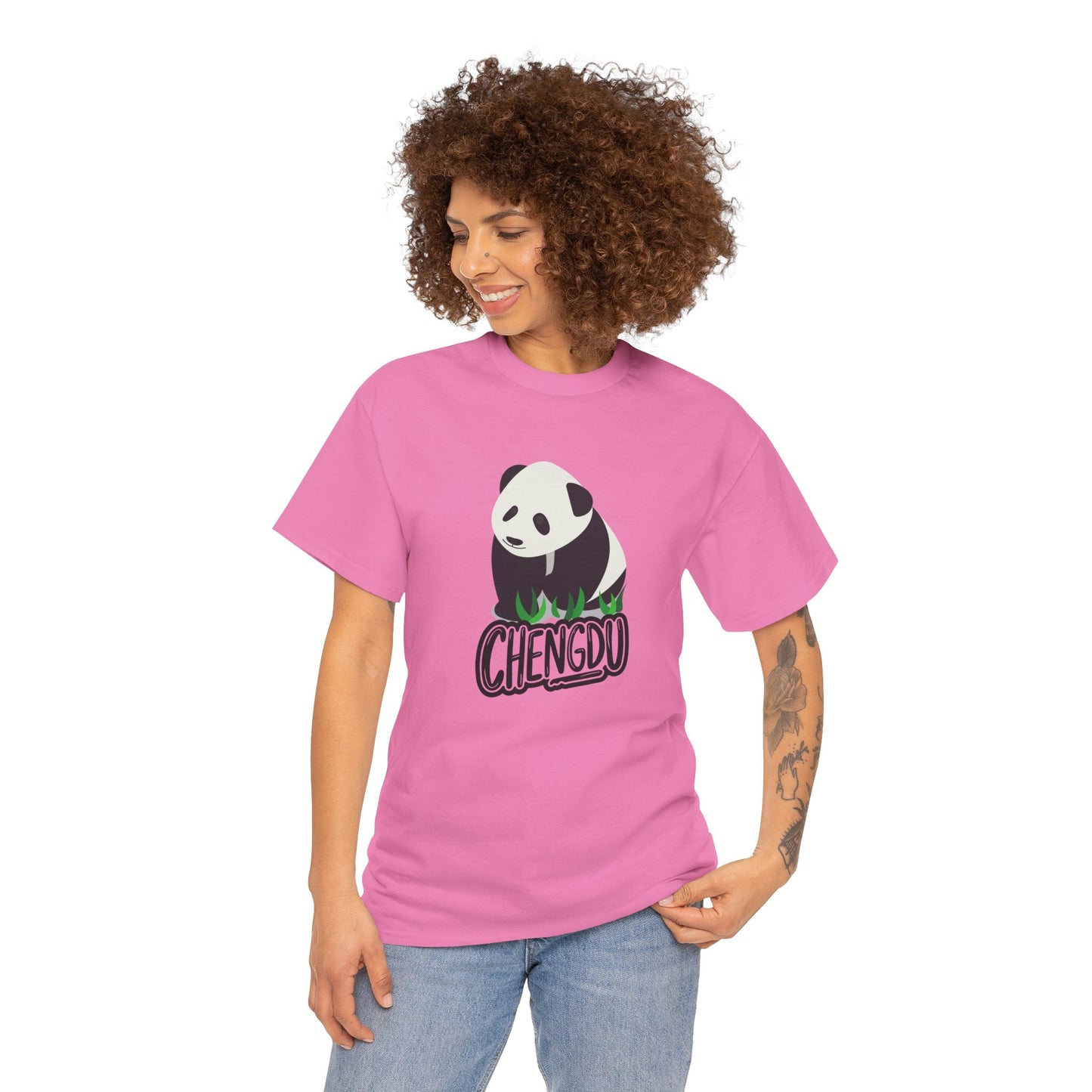Chengdu Panda Unisex Heavy Cotton Tee - Cozy and Fun Graphic Tee for Animal Lovers - 12206