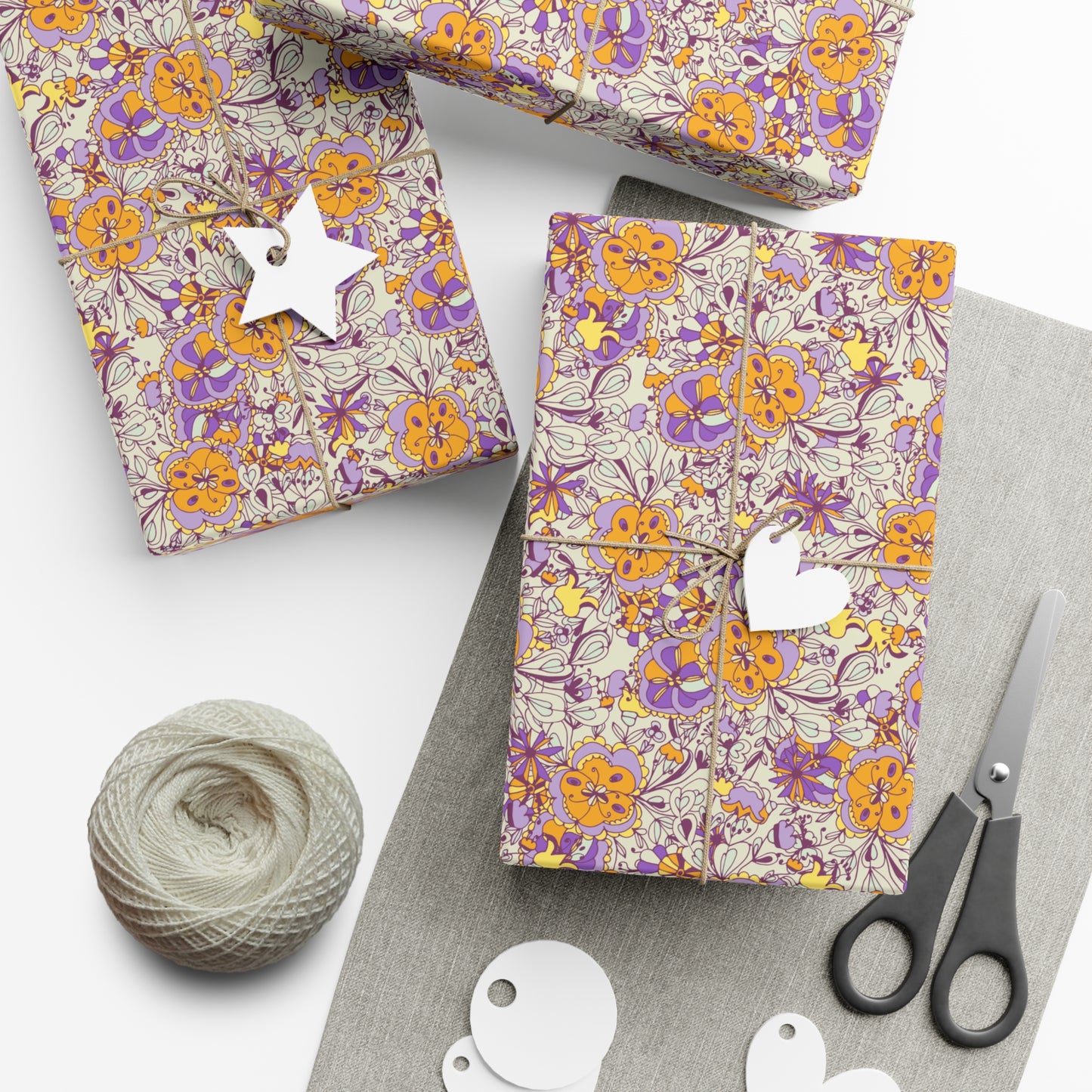 Orange & Purple Flowers - Gift Wrap Papers - 10240