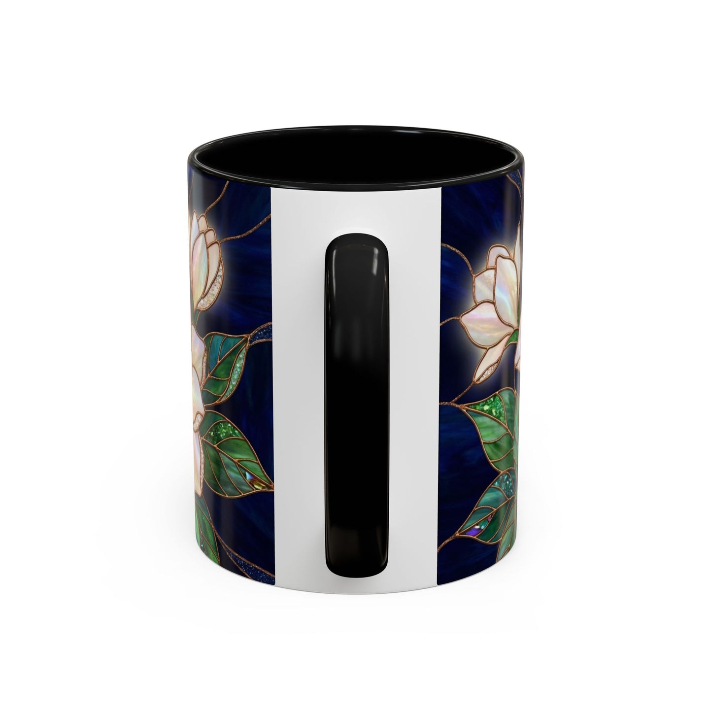 Gardenia Floral Accent Coffee Mug  - Stained-Glass Design (11/15oz) - 14567