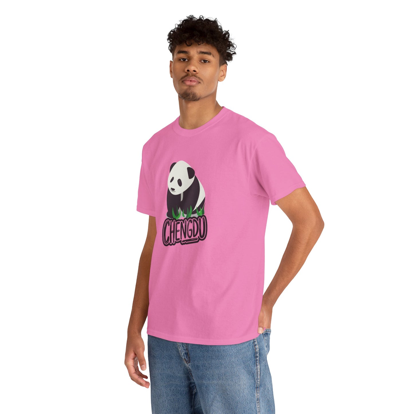 Chengdu Panda Unisex Heavy Cotton Tee - Cozy and Fun Graphic Tee for Animal Lovers - 12206