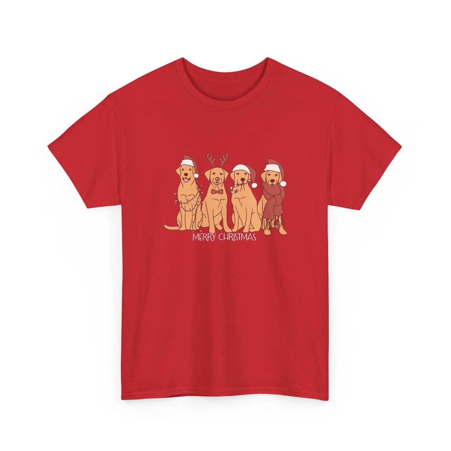 Golden Retrievers, Merry Christmas - Unisex Heavy Cotton Tee - 10282