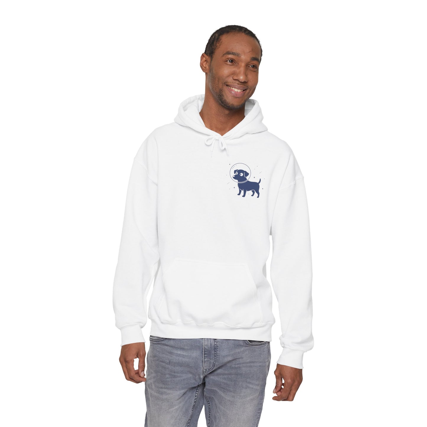 Dog in Space Hoodie – Space Puppy Graphic Hooded Sweatshirt, Unisex Heavy Blend™ - 14679