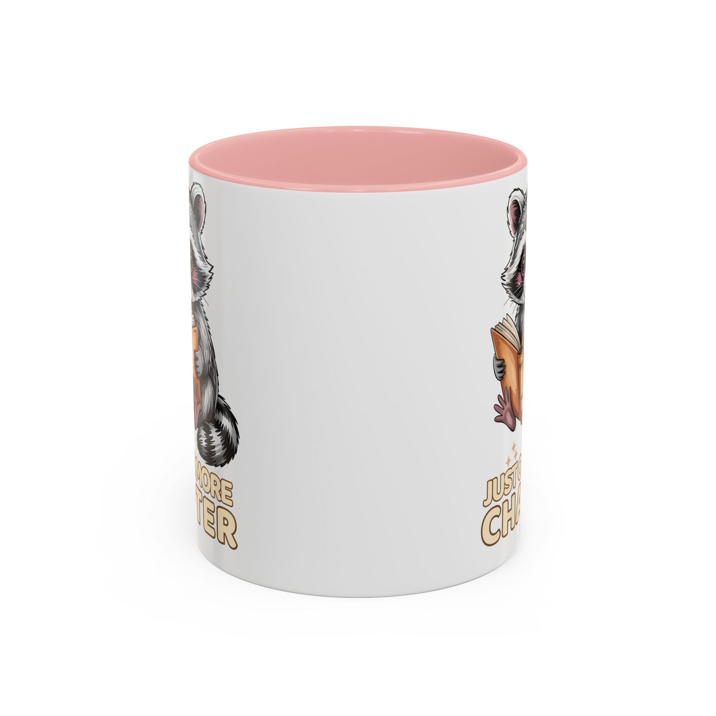 Just One More Chapter Mug – Raccoon Reading Coffee Mug, Book Lover Gift for Teacher or Librarian (11oz / 15oz)- 14792
