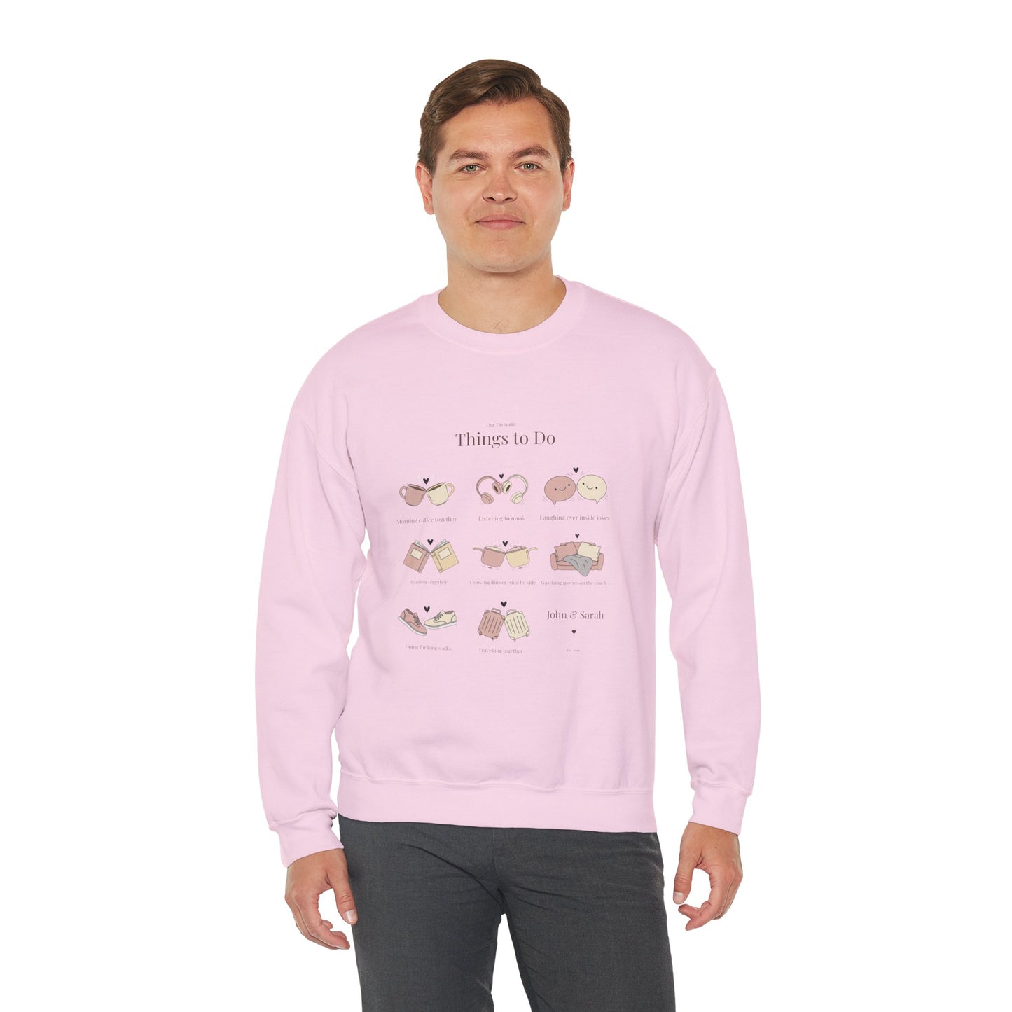 Our Favourite Things to Do Together – Personalised Illustration Crewneck Sweatshirt | Valentine’s Gift - 14726
